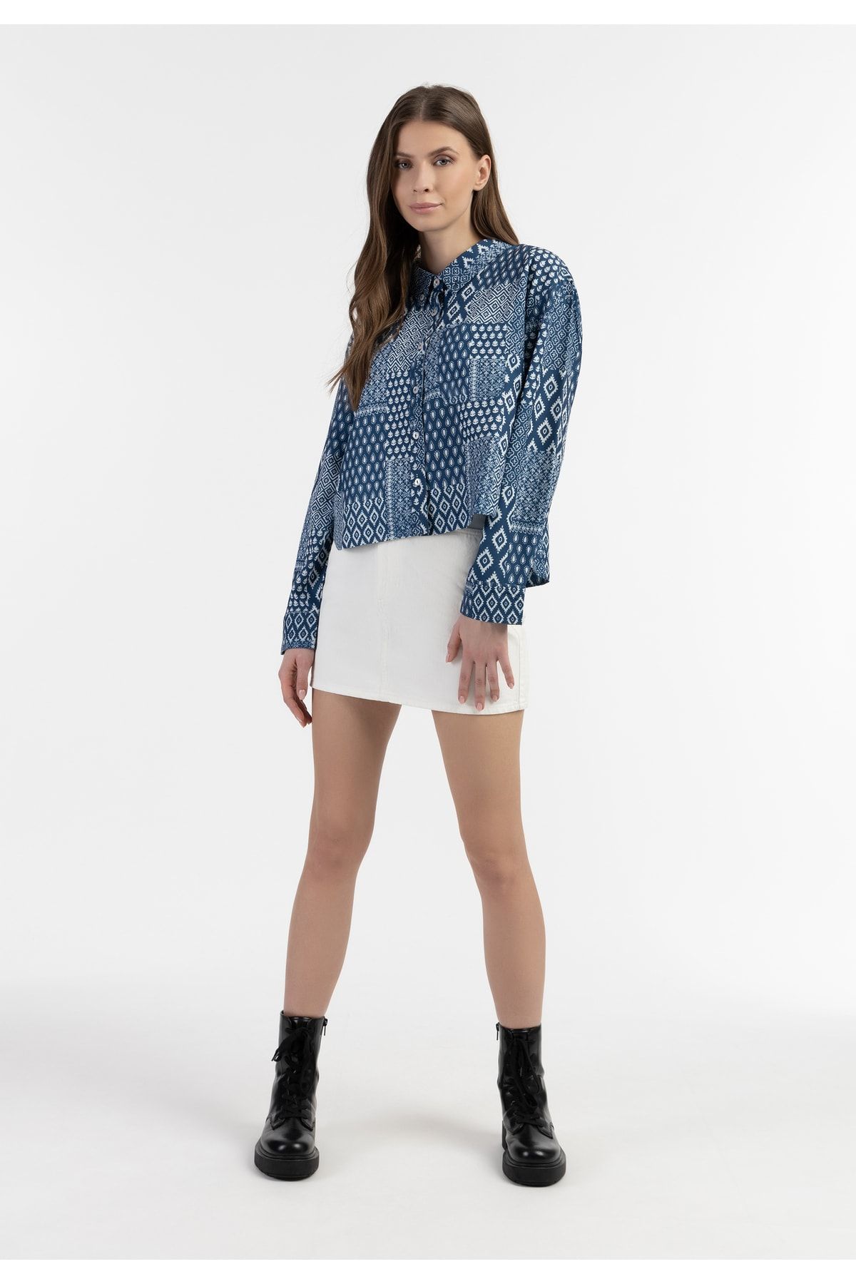 Dreimaster Bluse Blau Regular Fit