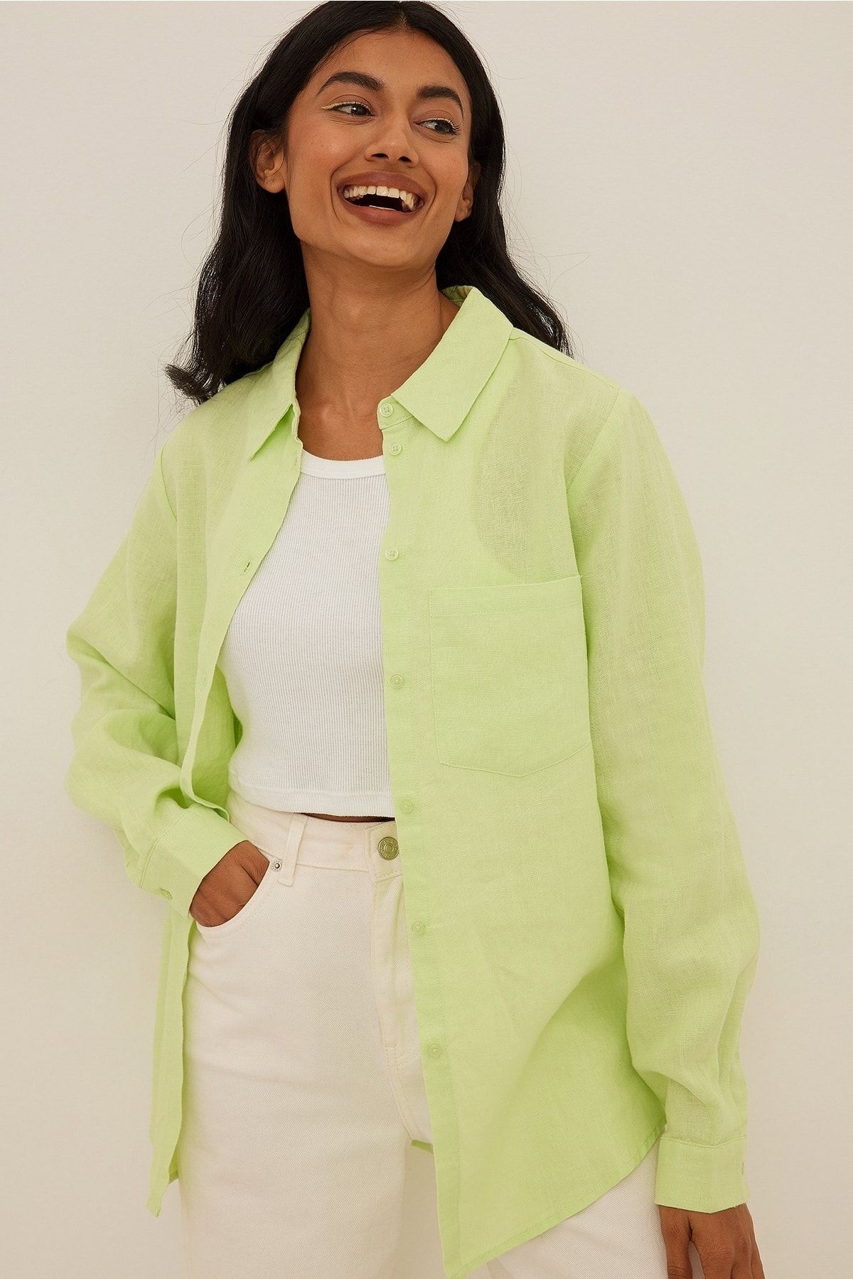 NA-KD Bluse Grün Regular Fit