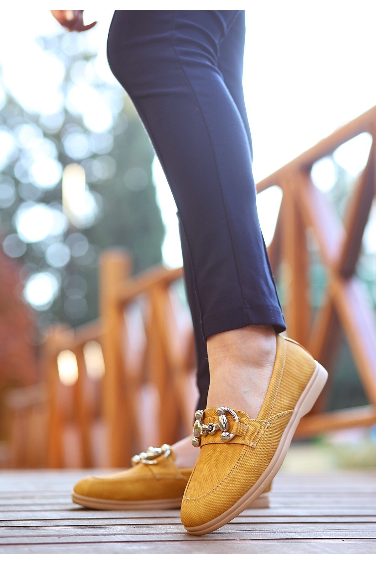 Celio Hardal Sarısı Cilt Desenli Babet Ayakkabı