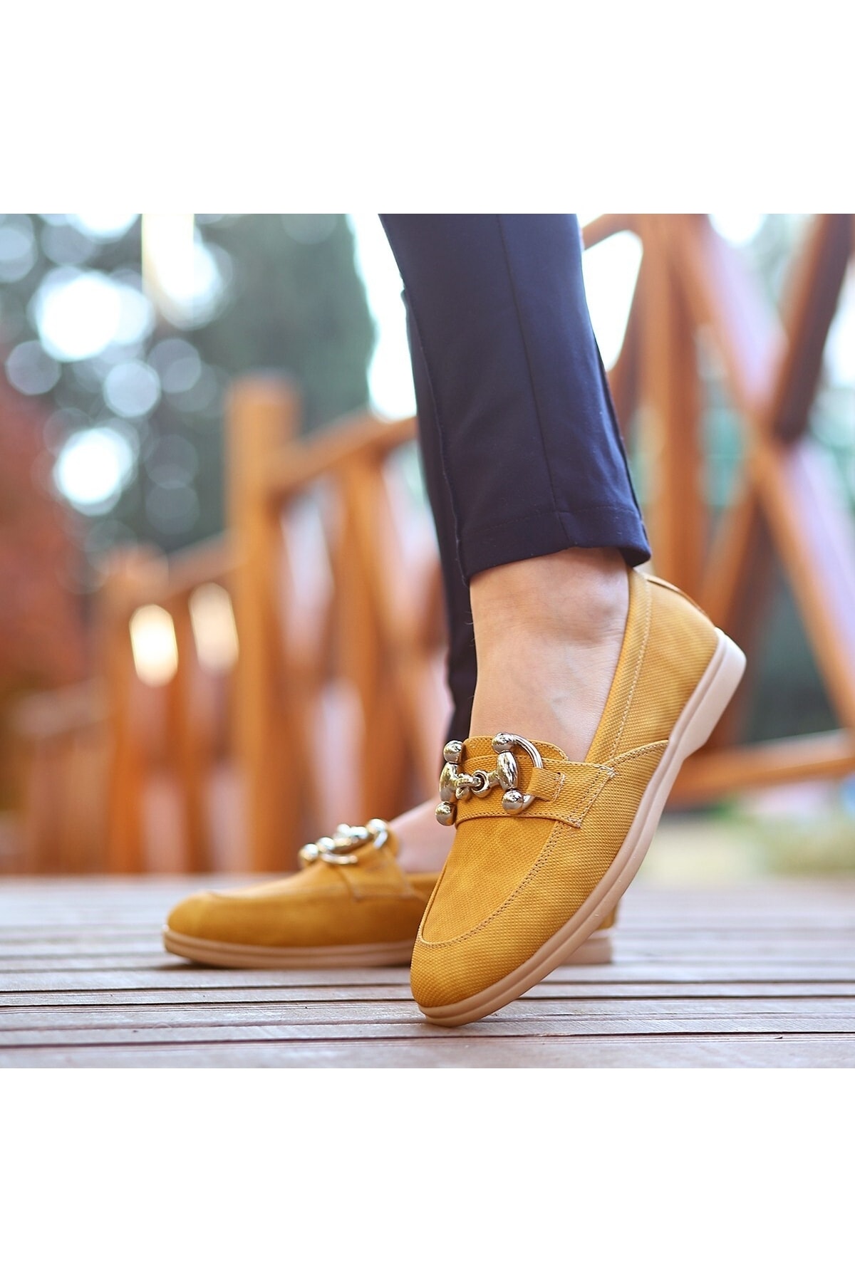 Celio Hardal Sarısı Cilt Desenli Babet Ayakkabı