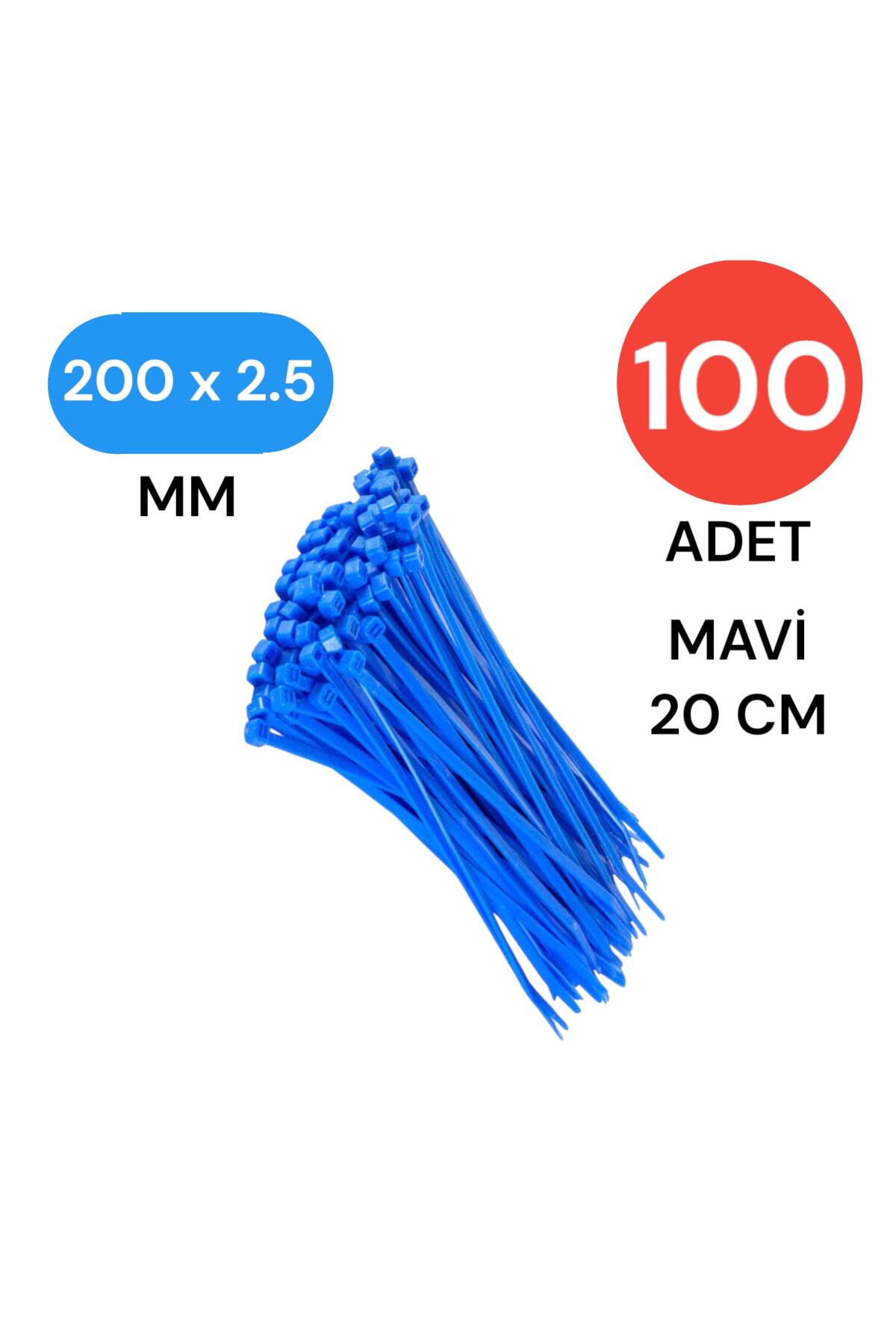 Tek-İş Plastik Kablo Bağı Klipsi Cırt Kelepçe 200 mm X 2.5mm Mavi 100 Adet