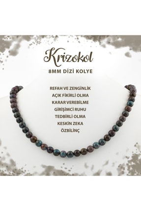 Deniz Doğal Taş Sertifikalı Krizokol 8 Mm Dizi Doğal Taş Kolye