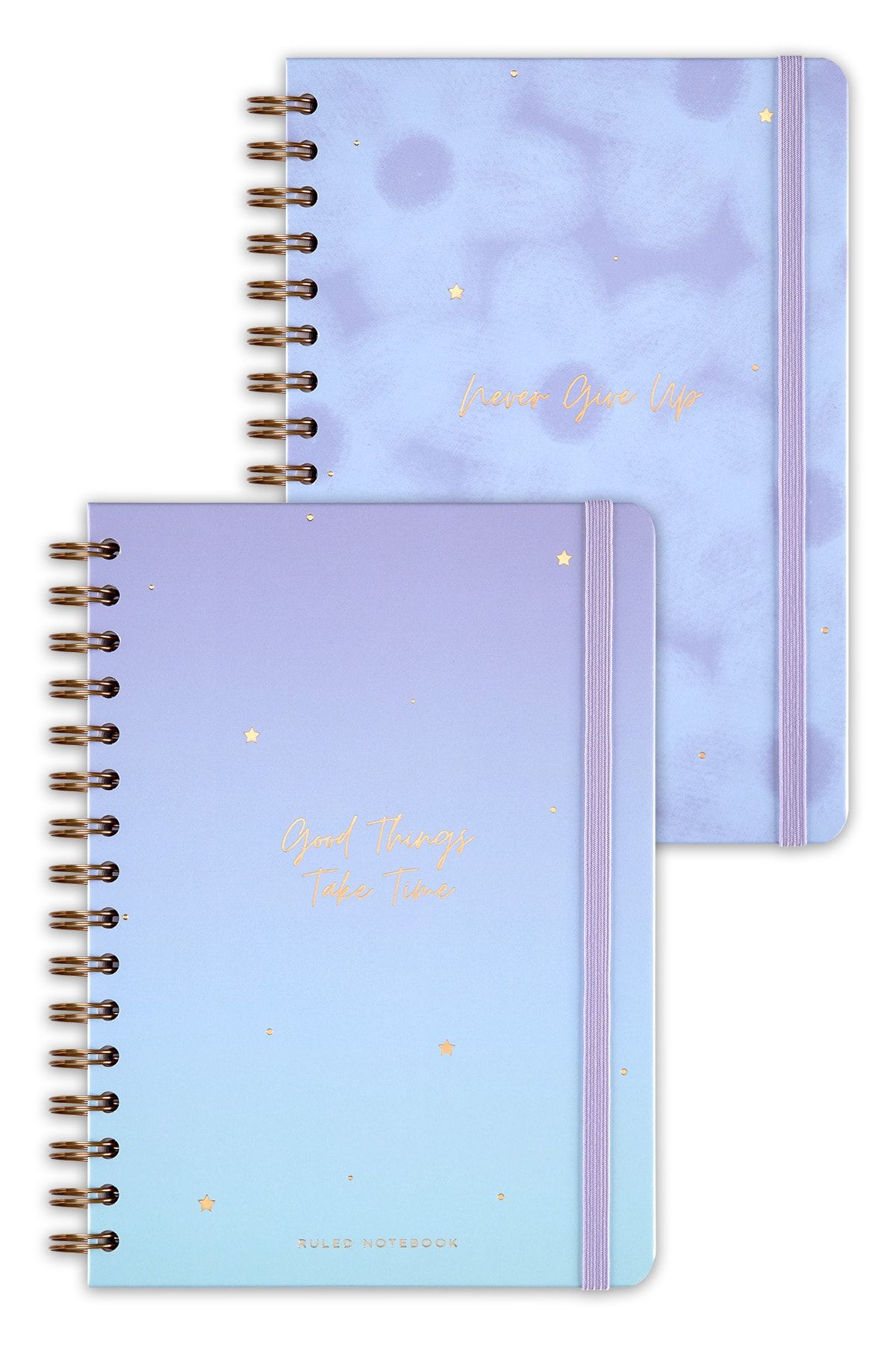Matt Notebook-A5 15x21 Cm Spiral Elasticated 2-Piece Undated Notebook Set 1 Squared 1 Lined 5