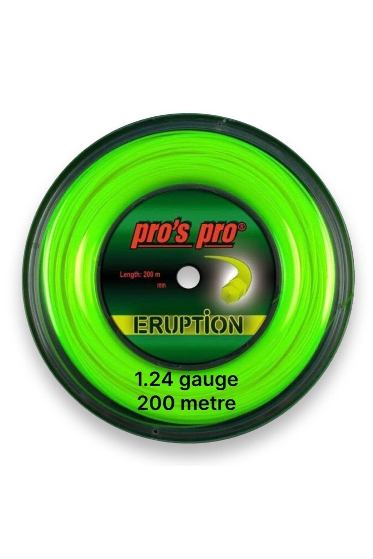 Pro's Pro Yeşil Eruption Neon 1.24 Gauge 200 Metre Tenis Raketi Kordaj