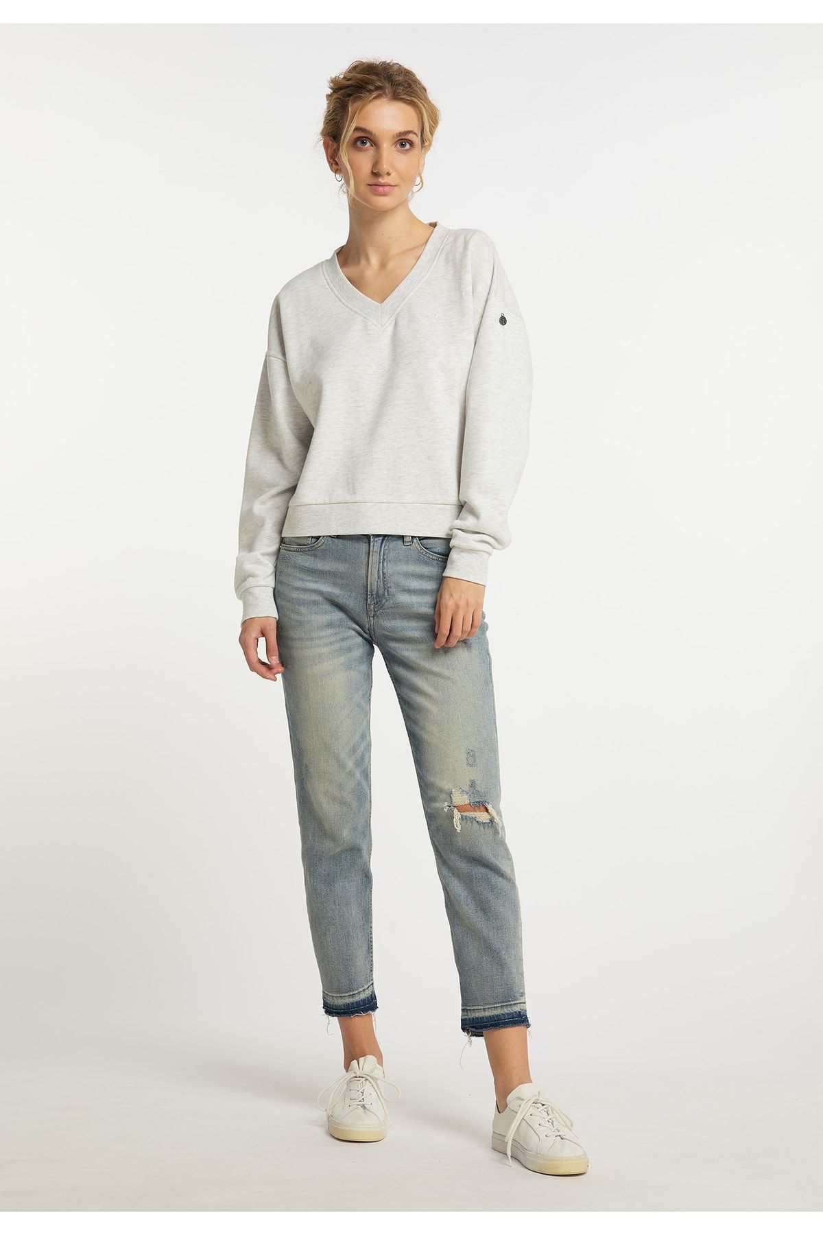 Dreimaster Sweatshirt Ecru Regular Fit Fast ausverkauft YB9425