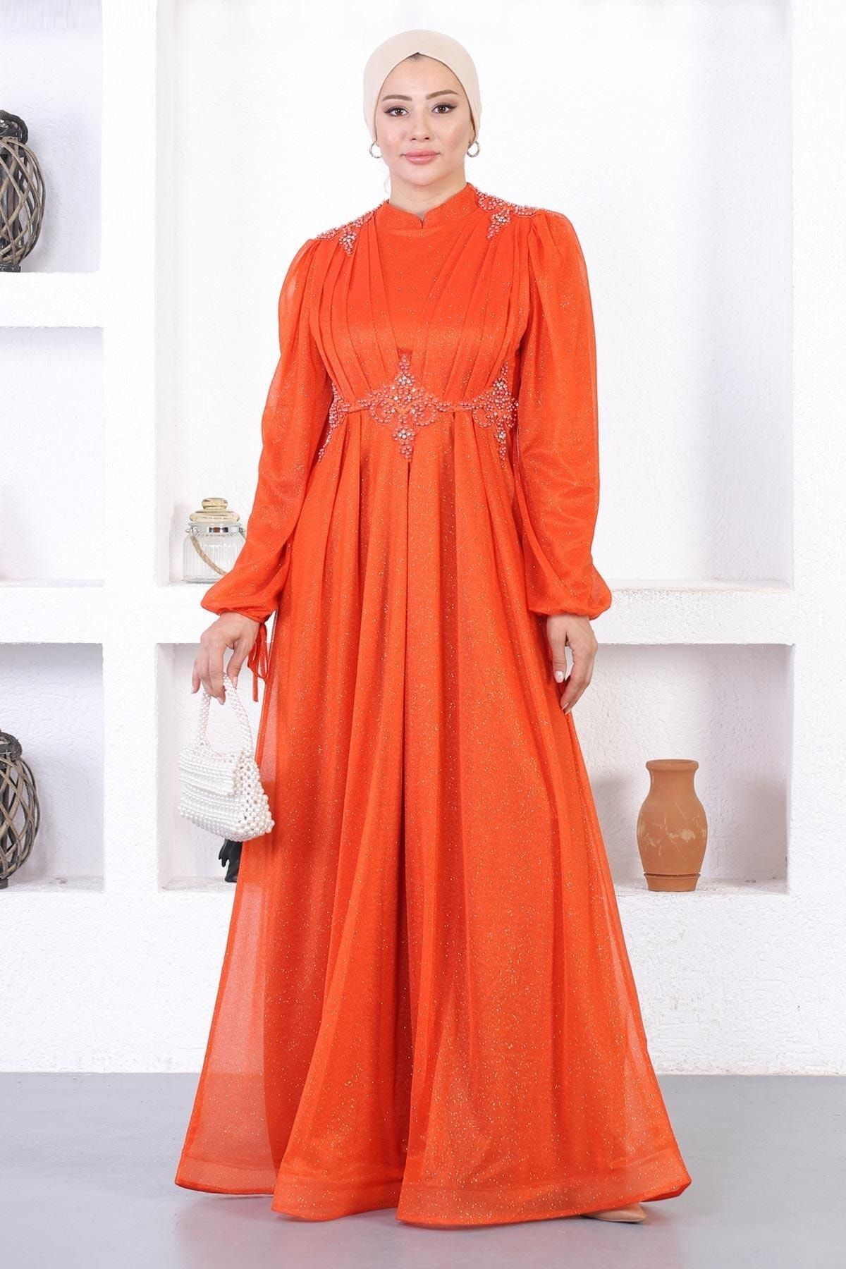 Dark orange long dress discount