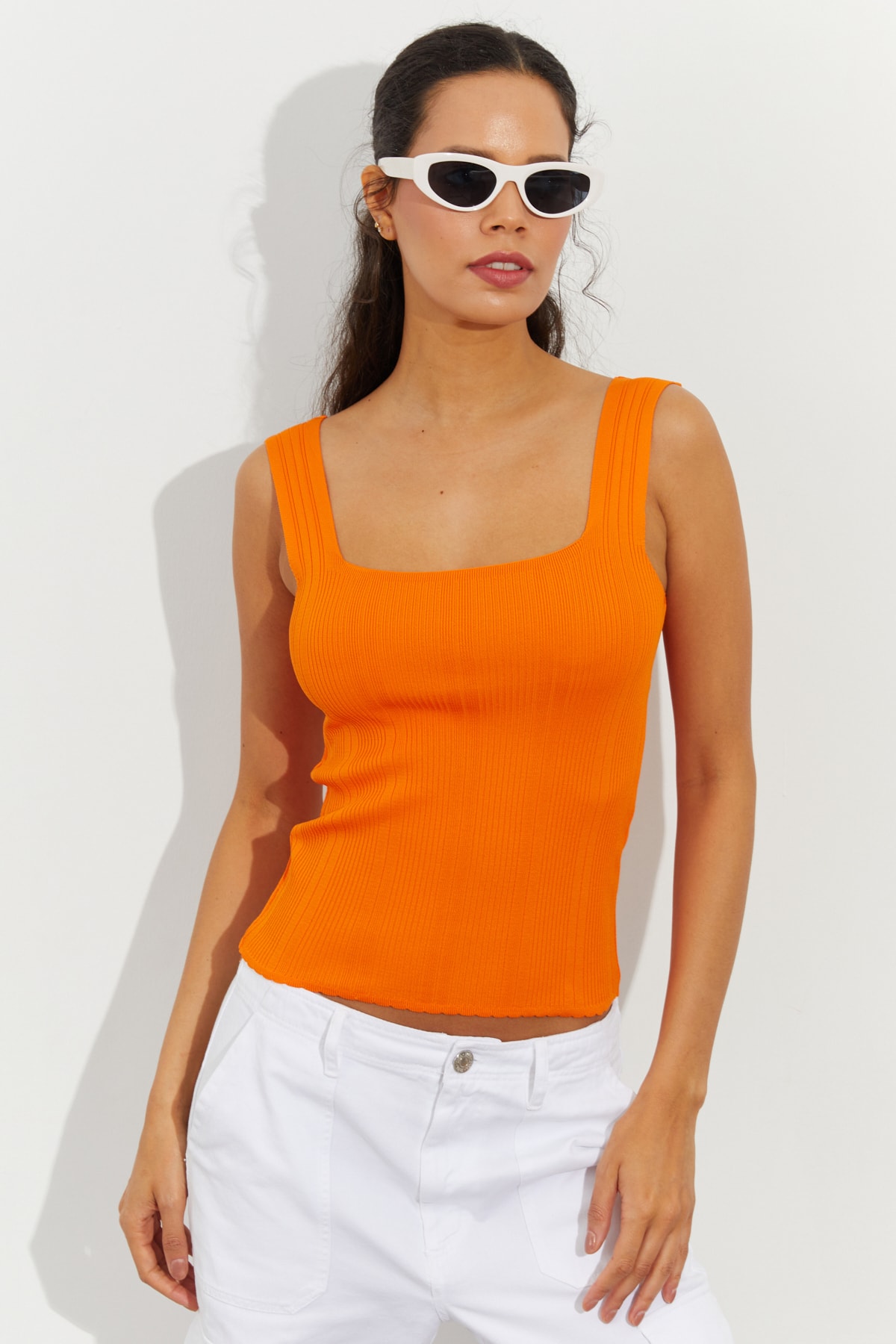 Cool & Sexy Bluse Orange Slim Fit