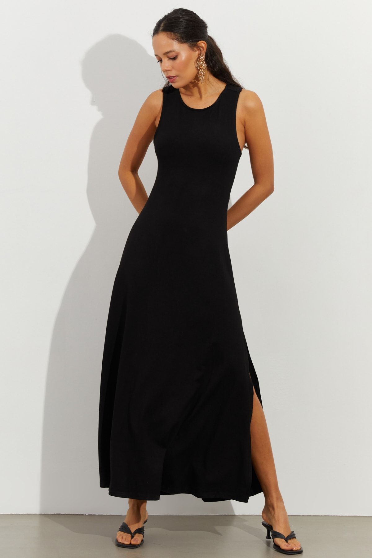 Cool Sexy Women s Black Back Cross Strap Maxi Dress BK1630