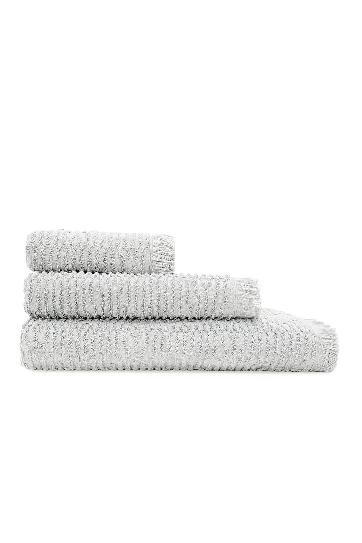Anisa Turkish Bath Towel Set 100% Cotton Combed Cotton Jacquard Grey