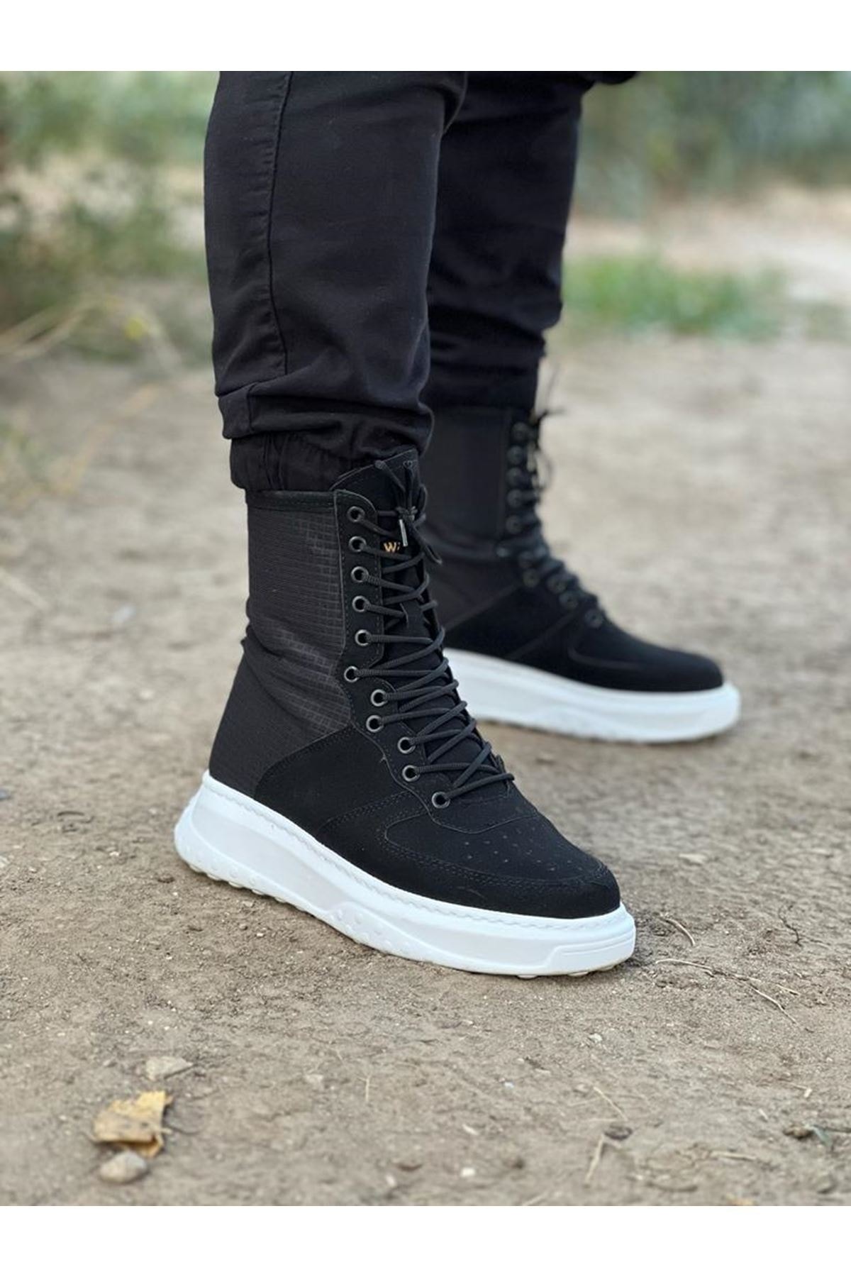 Wg012 Siyah Süet Uzun Bağcıklı Erkek Bot