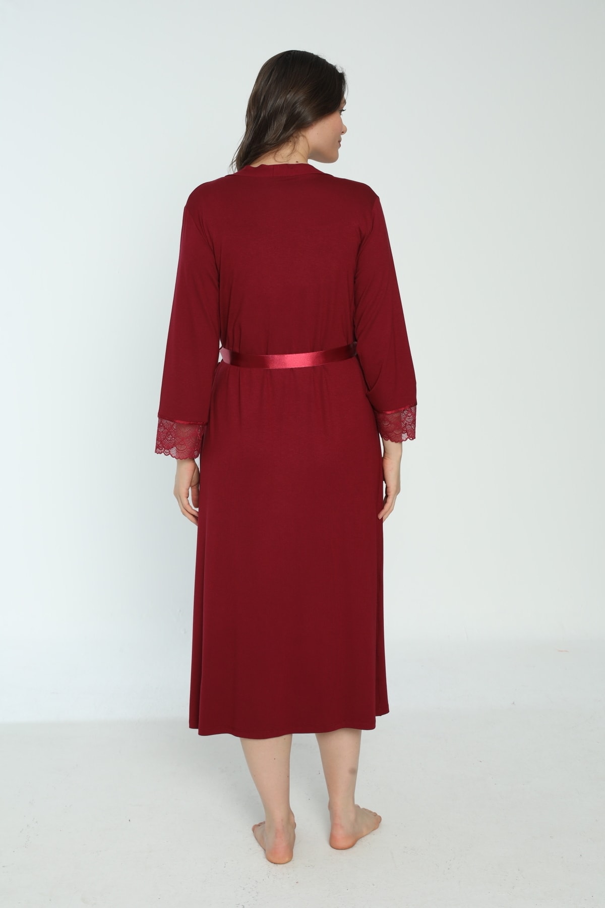 Miss Dünya Lissa Bordo Hamile Ve Lohusa Sabahlık Gecelik Takımı fotoğrafı 2 (önizleme)