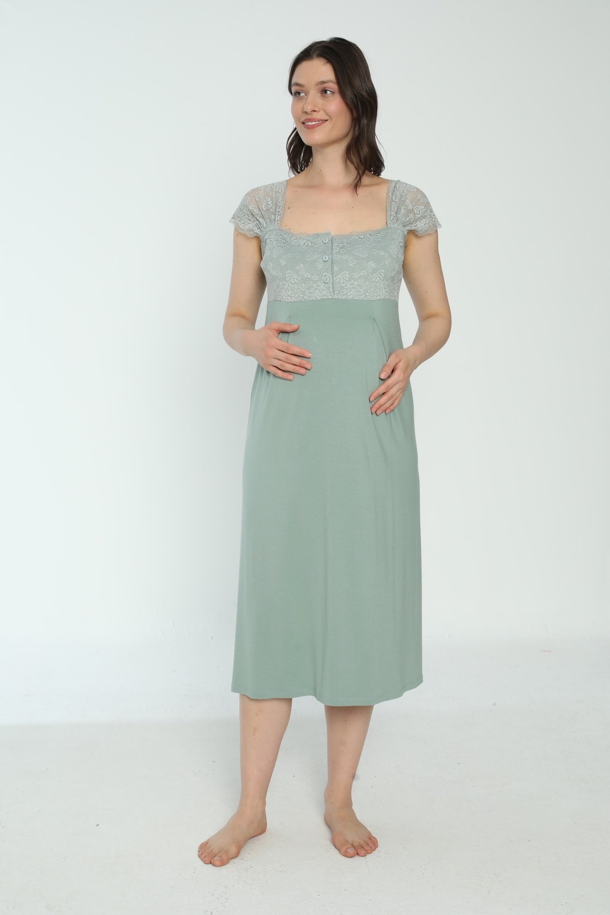 Miss Dünya Lissa Yeşil Hamile Ve Lohusa Sabahlık Gecelik Takımı fotoğrafı 5 (önizleme)