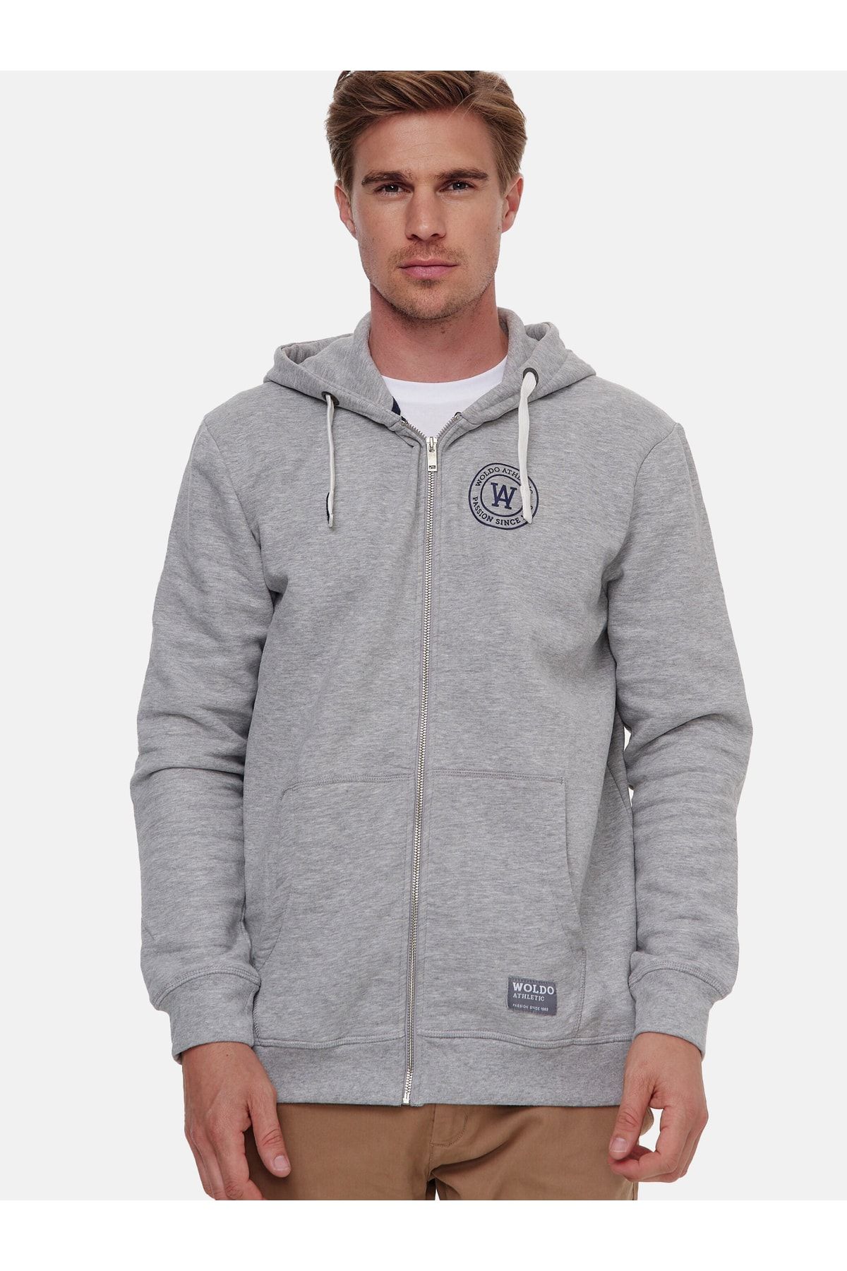 Woldo Athletic Pullover Grau Regular Fit