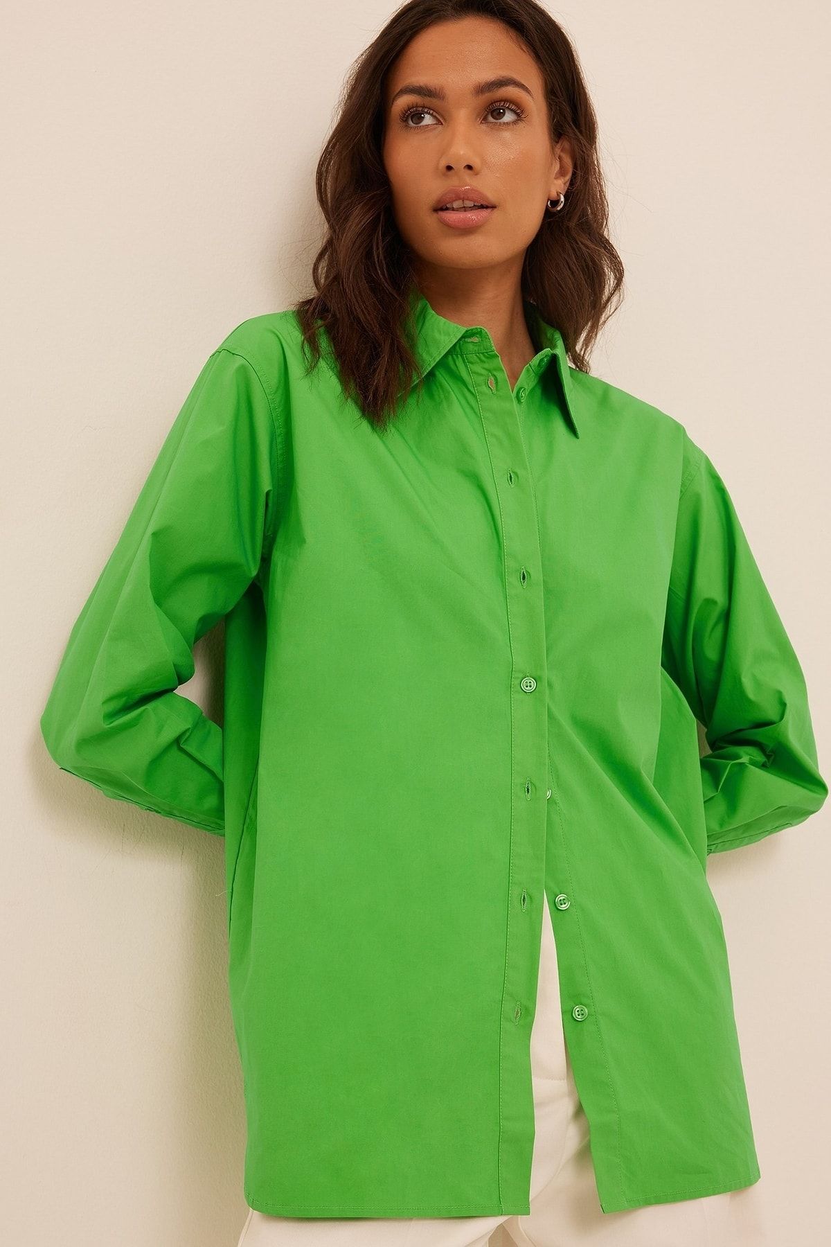 NA-KD Bluse Grün Regular Fit
