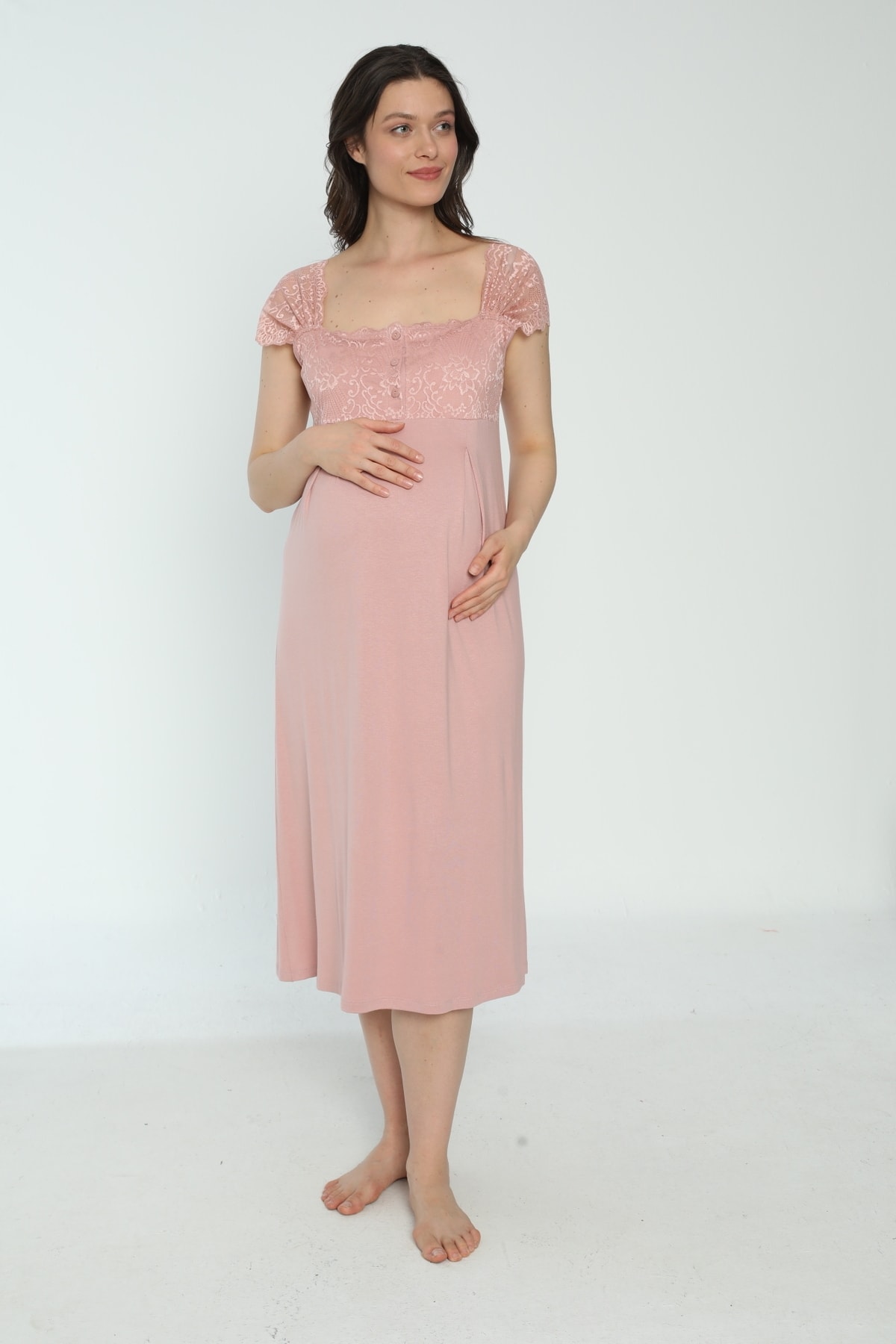 Miss Dünya Lissa Pudra Hamile Ve Lohusa Sabahlık Gecelik Takımı fotoğrafı 4 (önizleme)