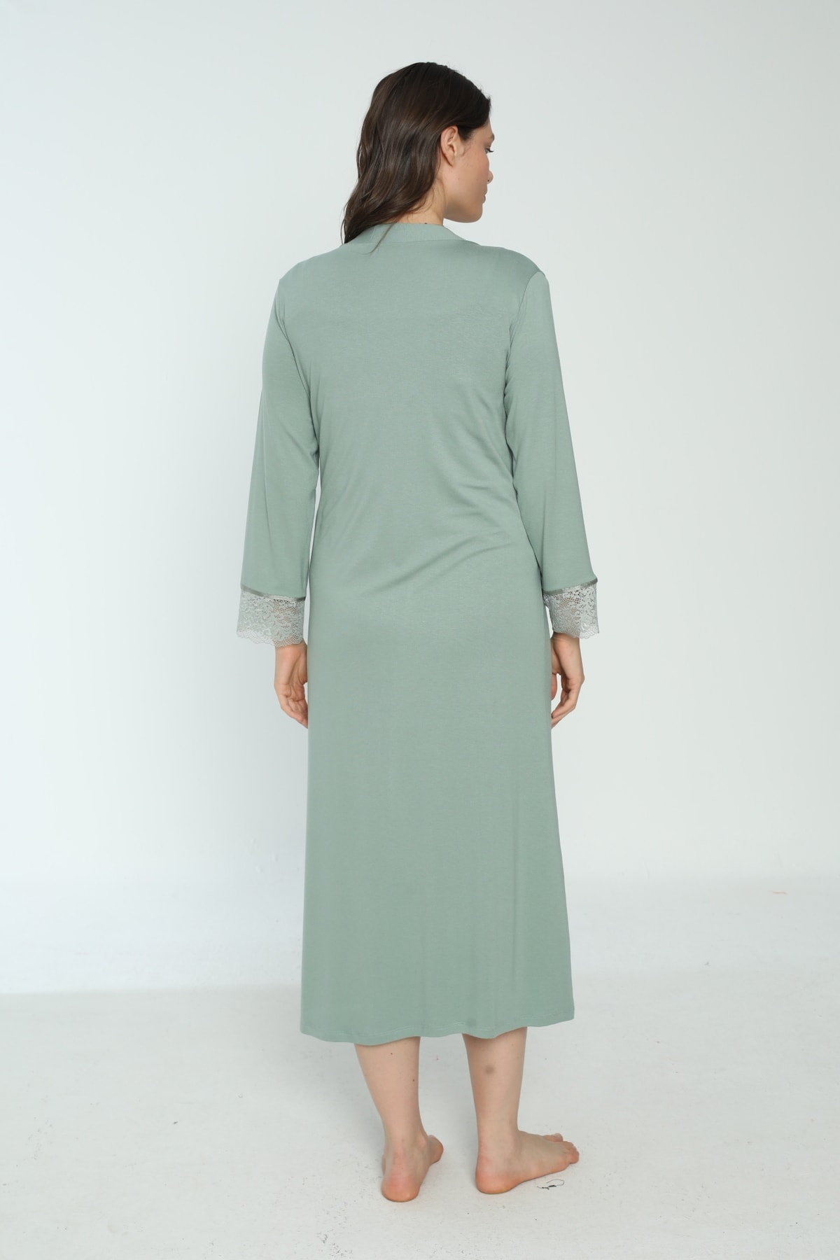 Miss Dünya Lissa Yeşil Hamile Ve Lohusa Sabahlık Gecelik Takımı fotoğrafı 3 (önizleme)