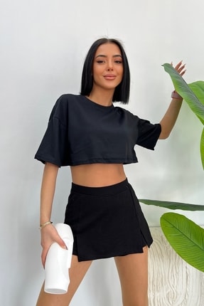 Genel Markalar Crop Oversize T-shirt