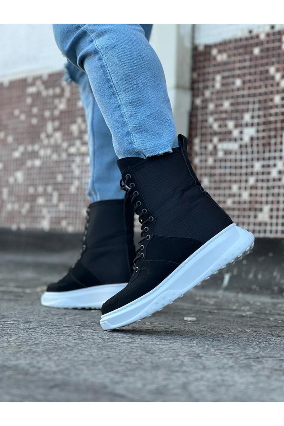 Wg012 Siyah Süet Uzun Bağcıklı Erkek Bot