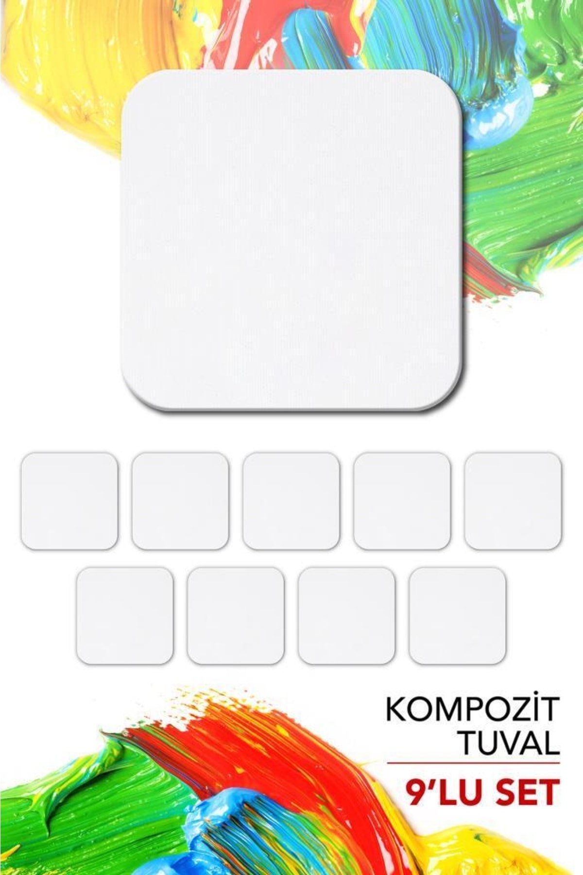 Artebella 32x32 Cm Pres Kompozit Radius Kesim Tuval 9'lu Set