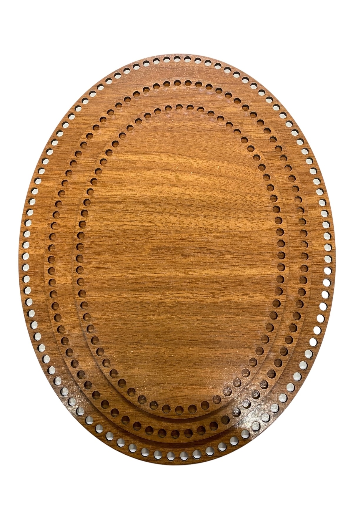 aladepo Ahşap Oval Elips Sepet Tepsi Tabanı Ceviz 3'lü