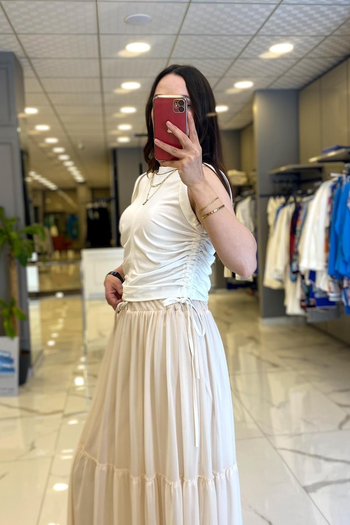 بلوز سفید زنانه لباس در مد پوشاننده یقه صفر محصول خرد شده اورجینال Vosse