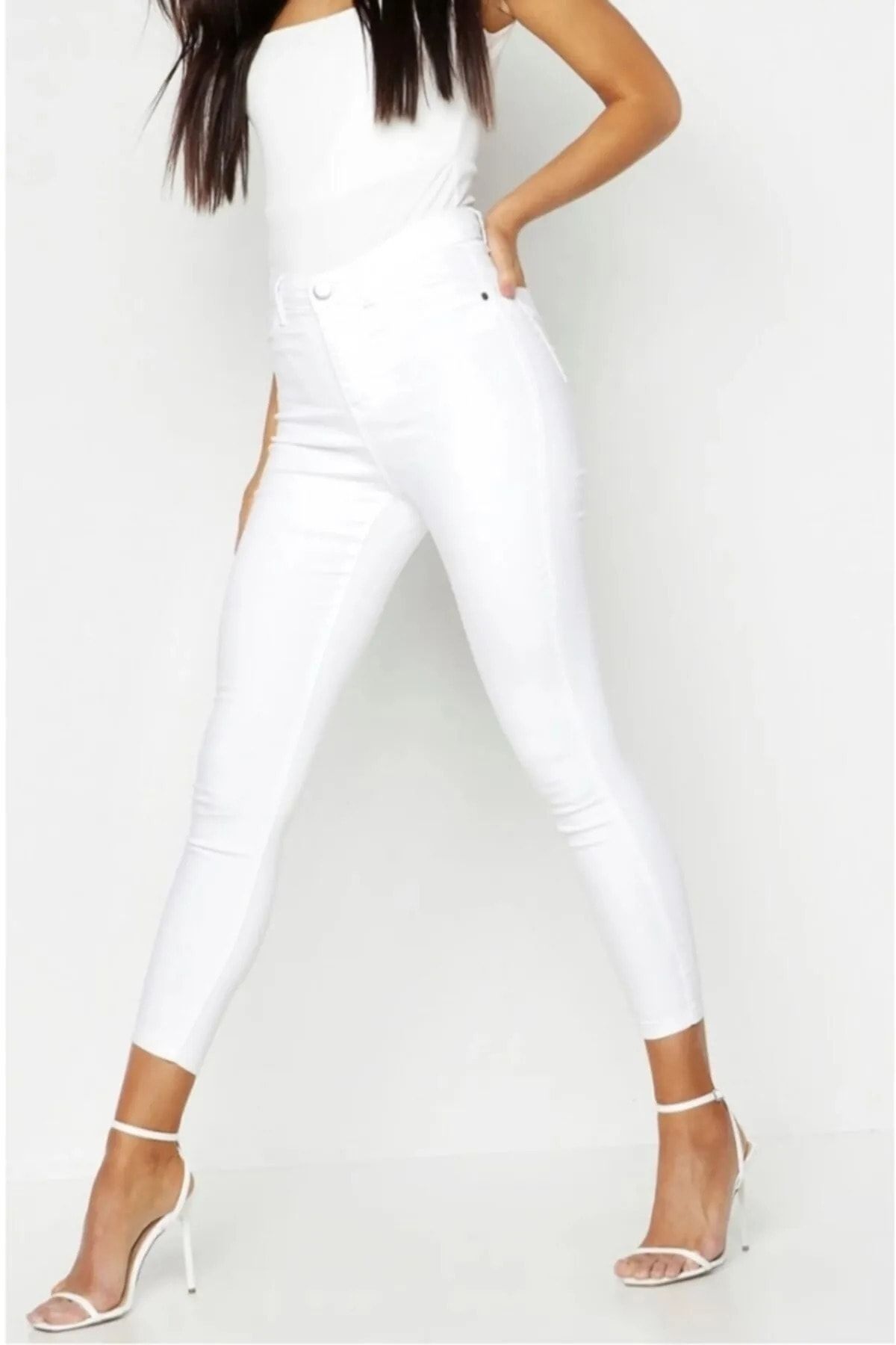 High waisted shop white skinny trousers