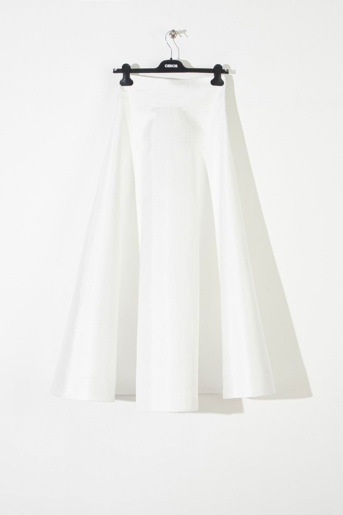cercis-Ecru Circle Flared Skirt - Slub Fabric 4