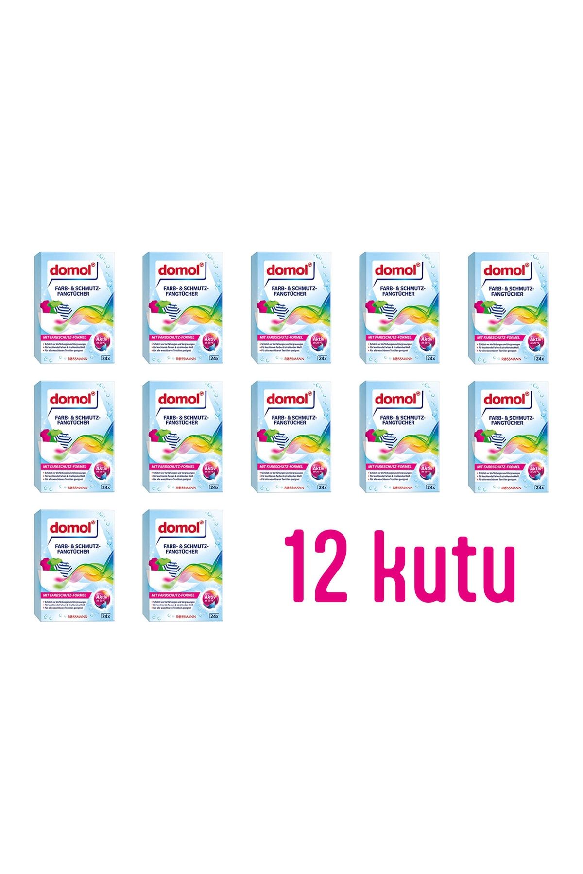 DOMOL Renk Ayırıcı Ve Kir Tutucu Mendil 24’lü Paket 12 Kutu