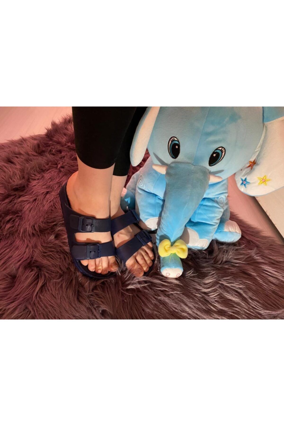 Esem Papuci De Damă Cu Cataramă Dublă, Cu Cataramă, Piscină, Plajă, Mare, Casă De Vară, Bleumarin Femeie - 38