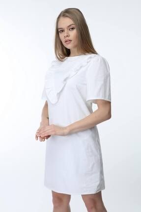 Beyaz Fırfır Detaylı Elbise My1019-ELB
