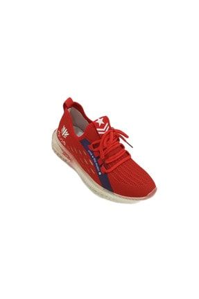Seffaf Tabanlı Örme Kırmızı Sneakers Günlük Spor Ayakkabı 191004