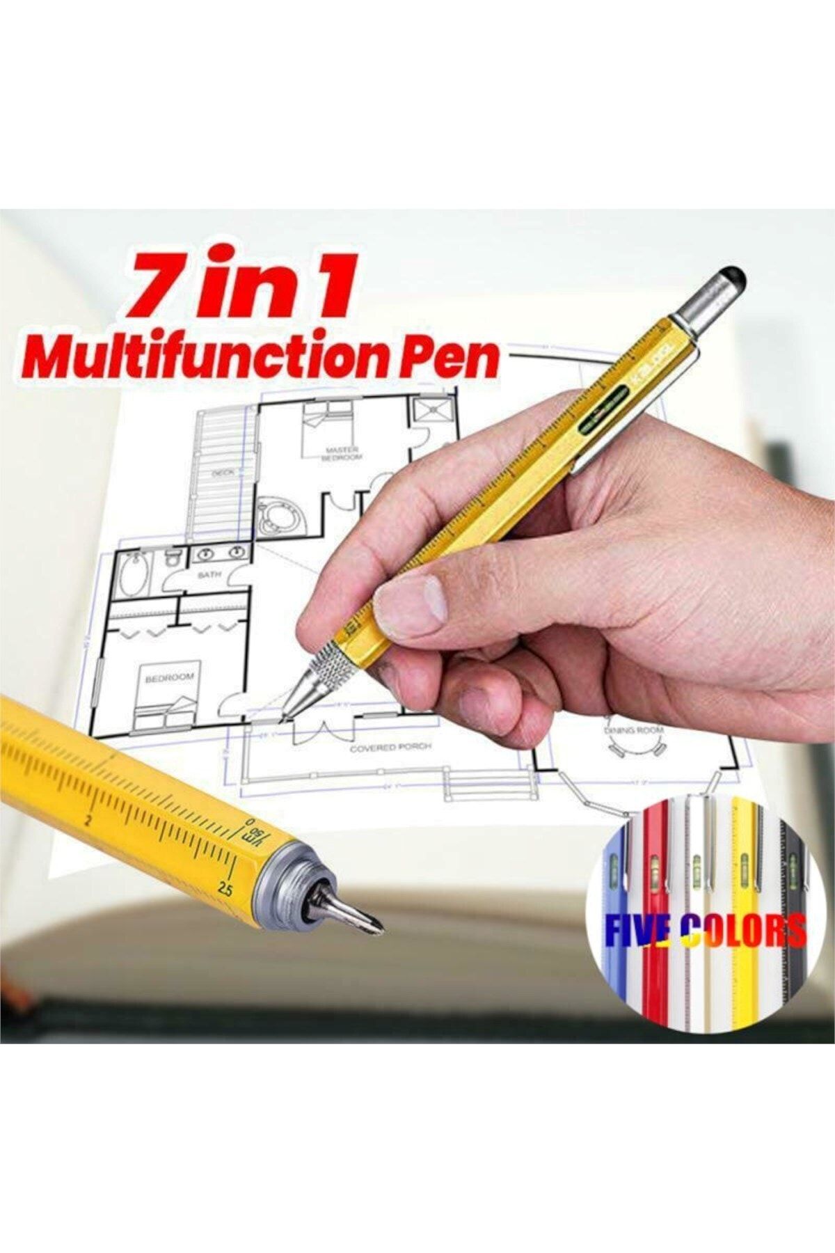 SEDEF SİLVER-Engineer Pen with Spirit Level, Ruler and Screwdriver 3