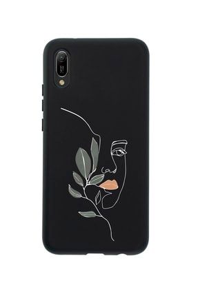 Huawei Y6 2019 Line Art Women Desenli Premium Silikonlu Siyah Telefon Kılıfı MCHY619LLAW
