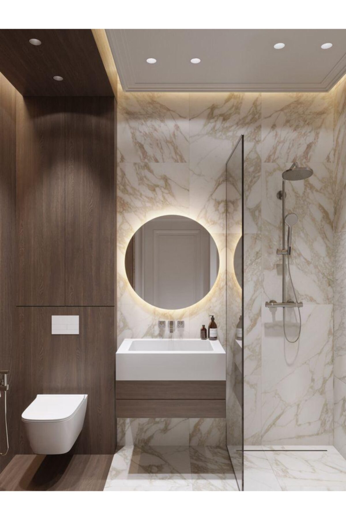 Narkissos Dizayn 70 Cm Günışığı Ledli Yuvarlak Banyo Aynası/ Makyaj Aynası/trafolu