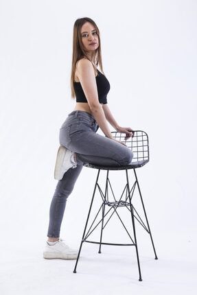 Jeans Asya Kadın 2021 - Yaz Gri Yüksek Bel Slim Fit Kot Pantolon 20110