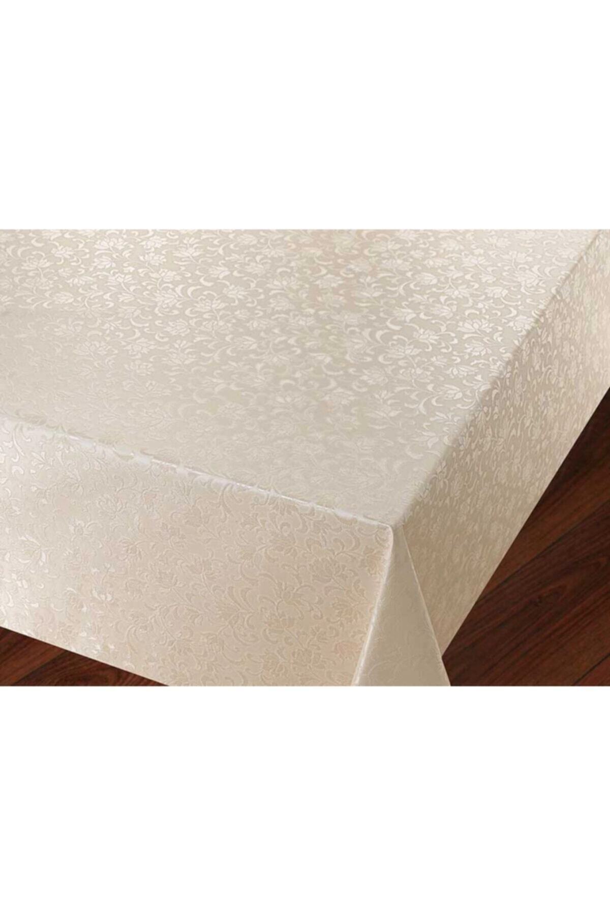 Cream Self-Patterned Linoleum Tablecloth