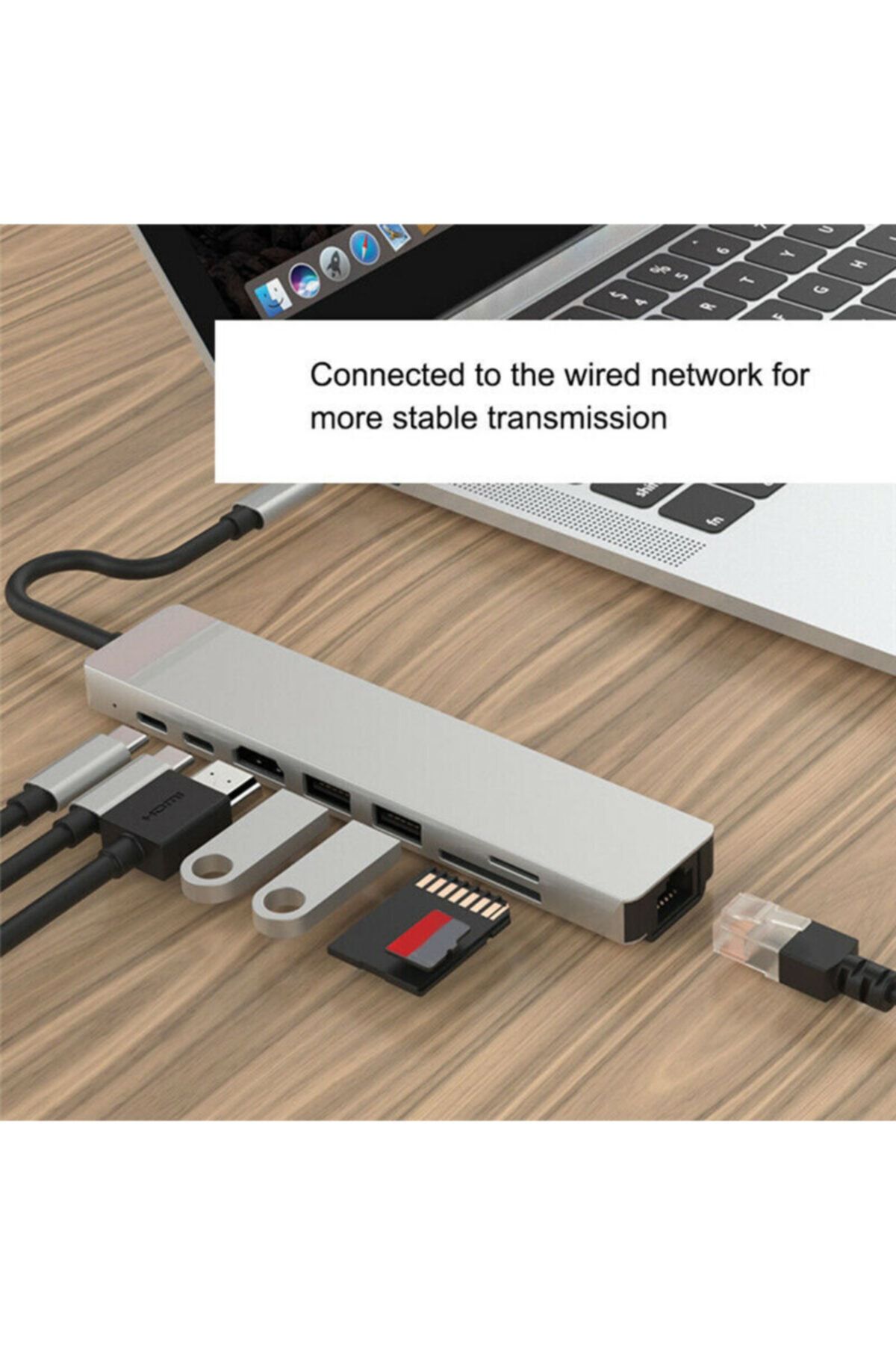 ARABULALACA-Ethernet USB Type C Hub Hdmi Input Macbook Air Macbook Pro Converter 8in1 3