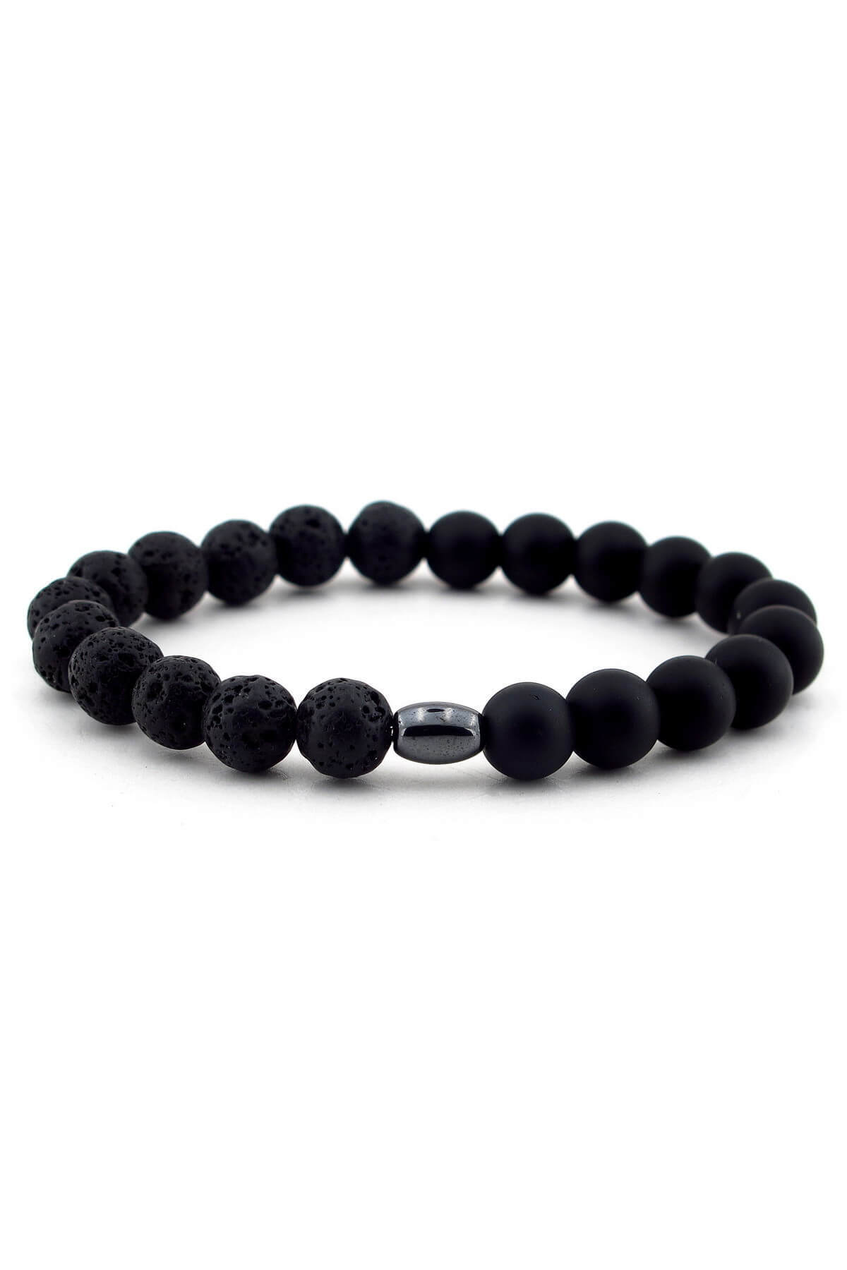 Solfera-Men's Lava Stone and Black Matte Onix Bracelet B427 1