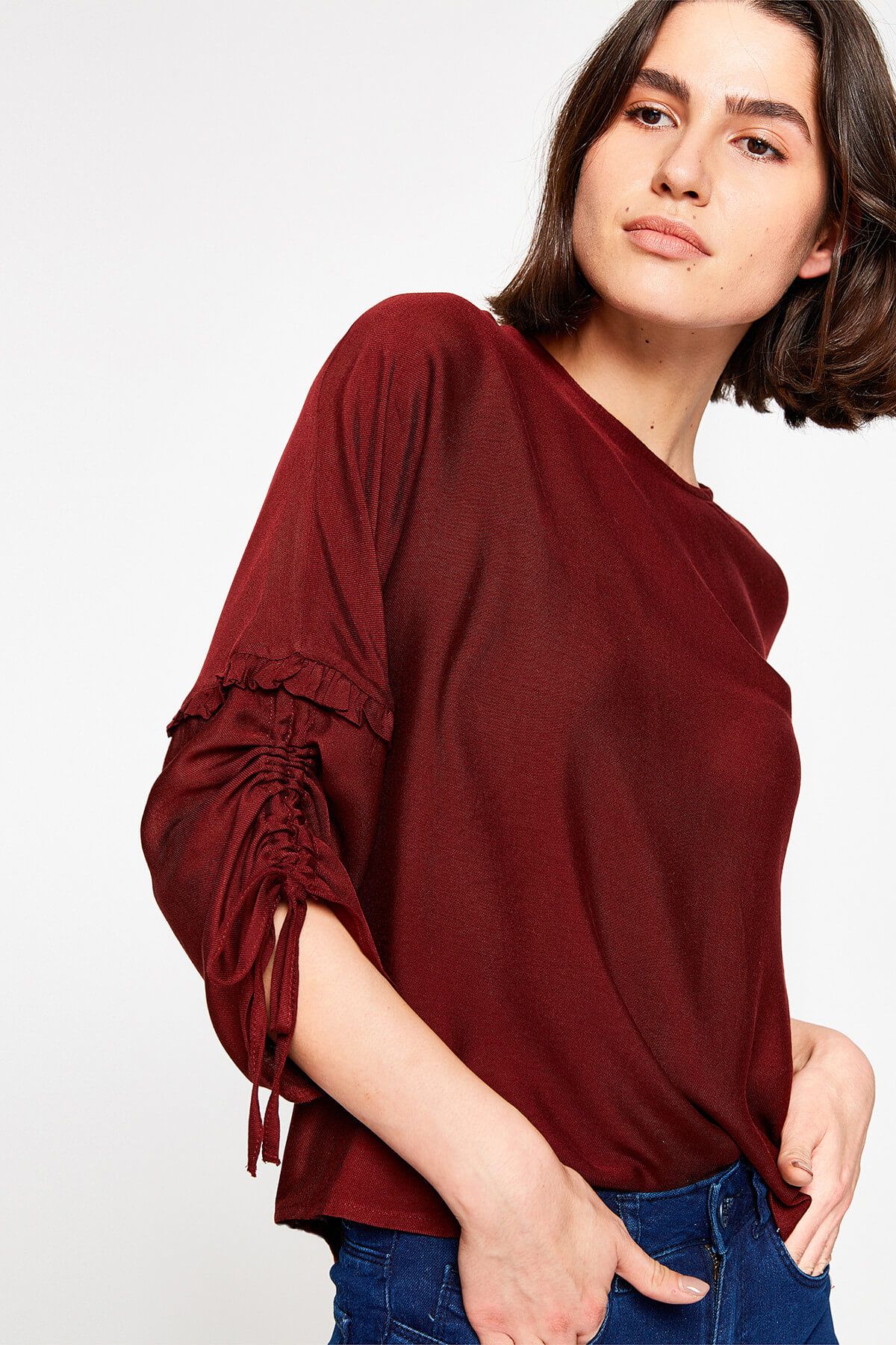 Koton Bluse Bordeaux Regular Fit Fast ausverkauft