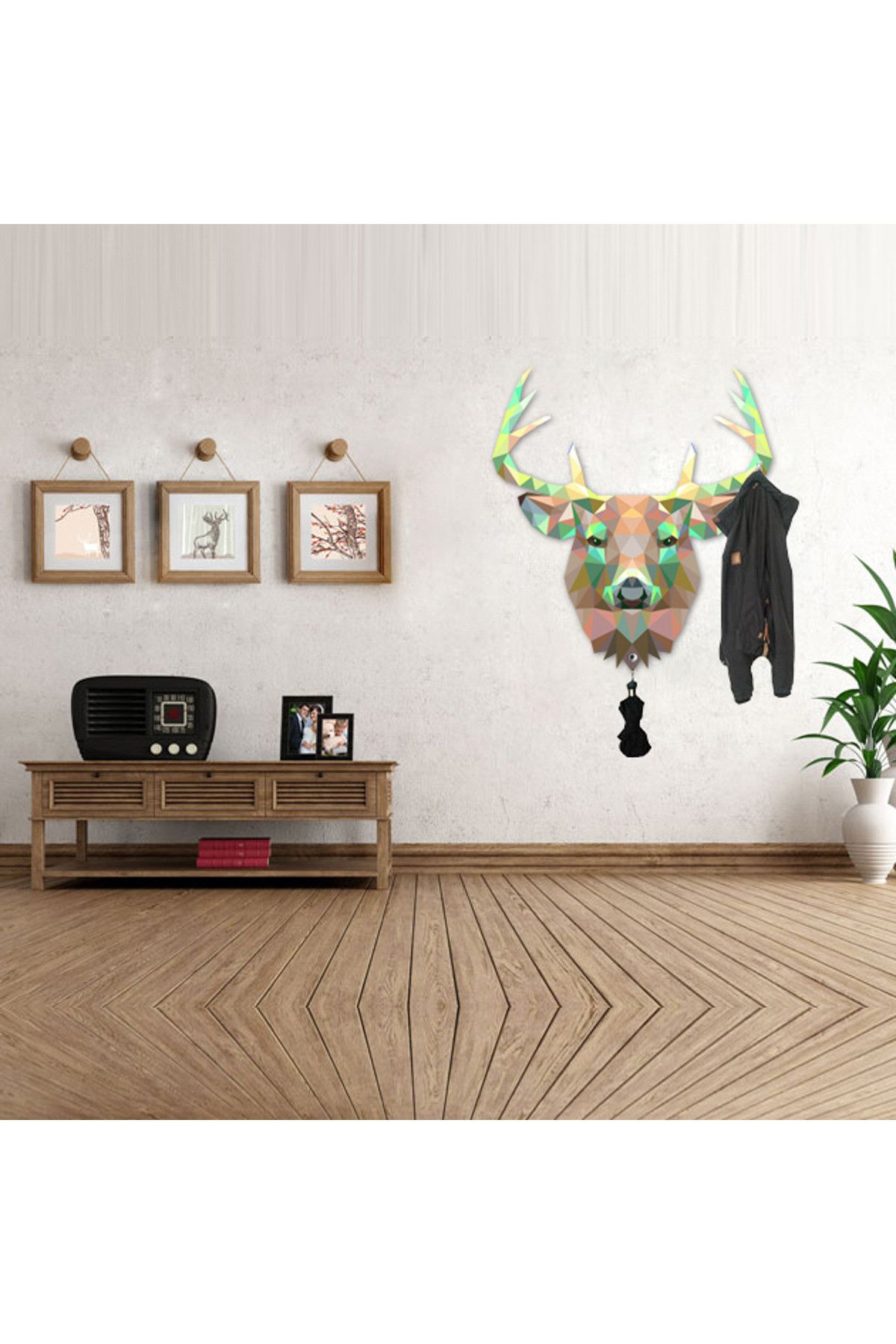Tilki Dünyası-Colorful Deer Hanger Wall Sticker 1