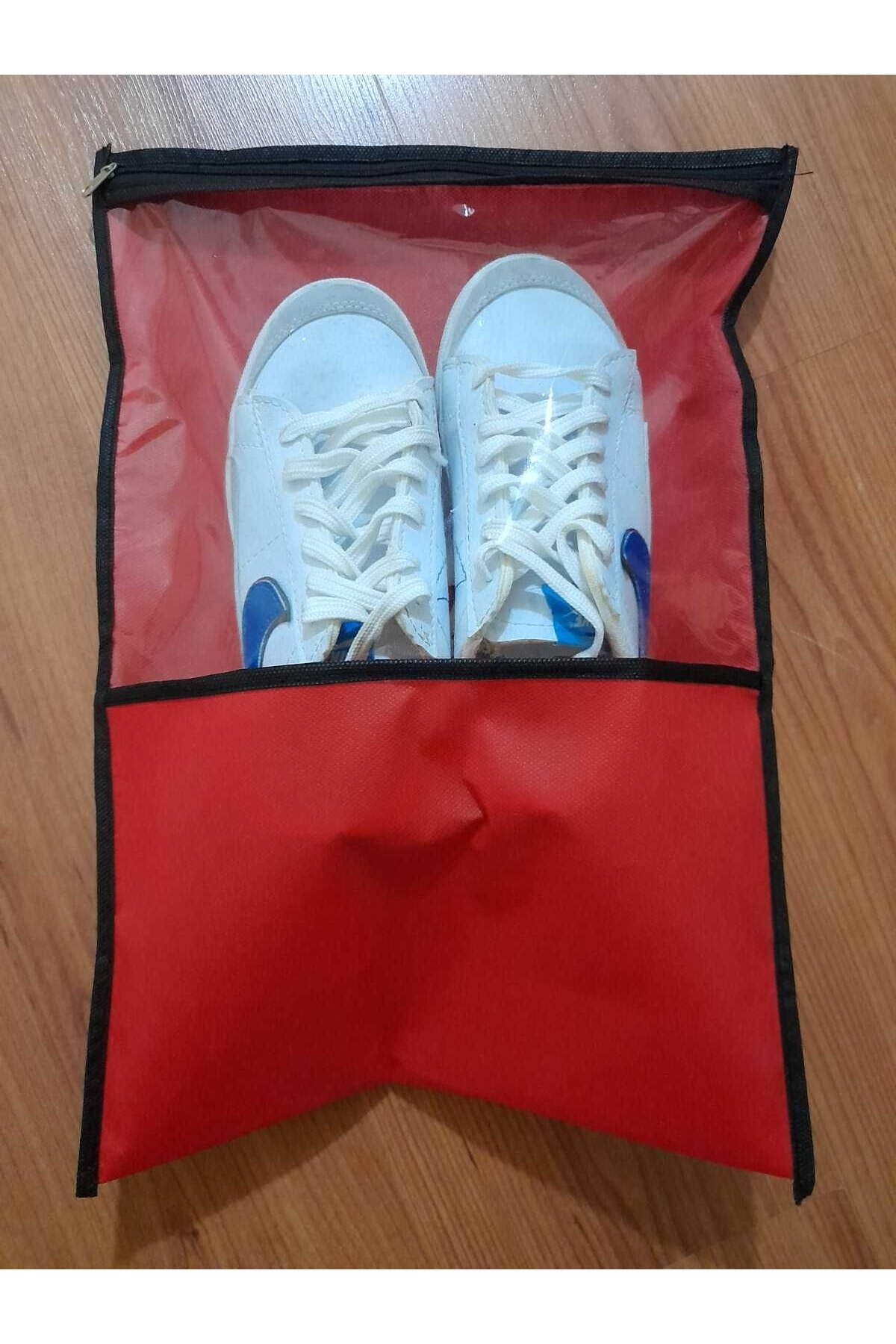 Ayakkabı Torbası, Elbise Kılıfı, Ayakkabı Elbise Hurç 35x45 Cm Pvc Pencereli, Fermuarlı, KIRMIZI RENK