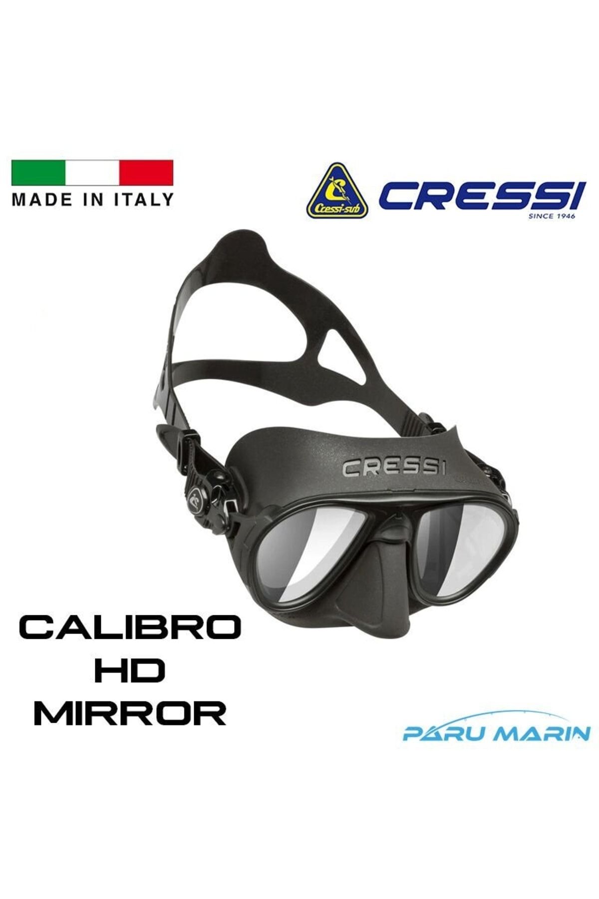 ماسک و اسنورکل مشکی آینه لنز Calibro HD cressi sub