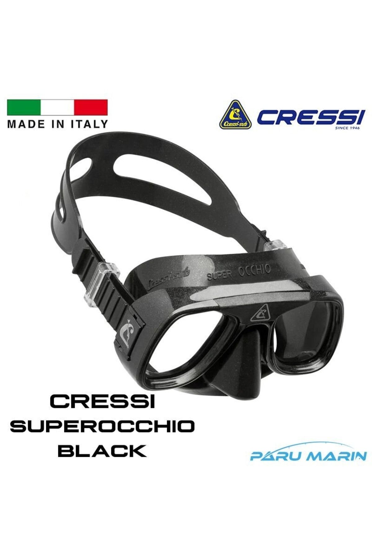 ماسک و اسنورکل مشکی غواصی شنا سیاه Superocchio cressi sub