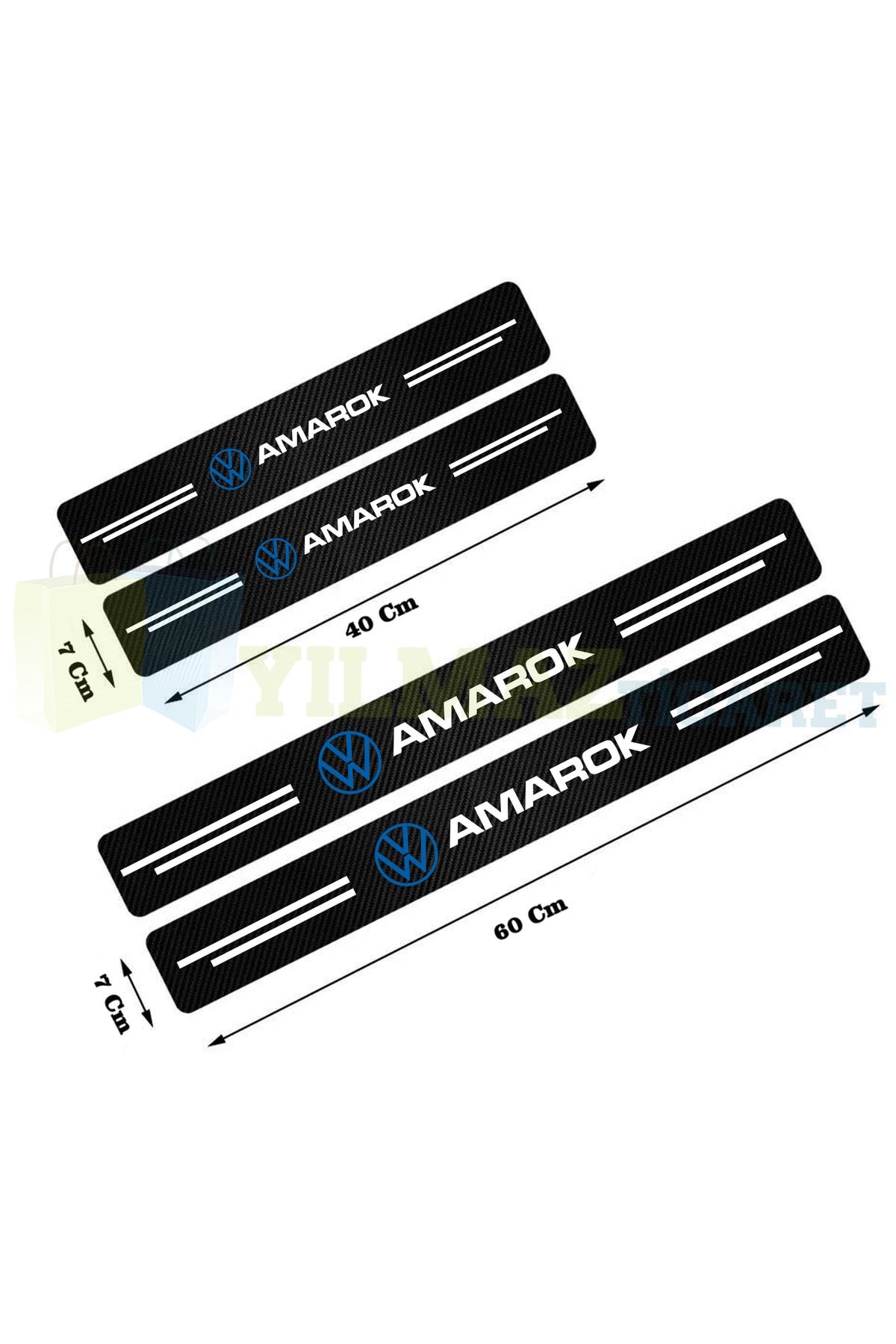 yılmazetic-Volkswagen Amarok Logo Carbon Door Sill Protection Car Sticker Auto Sticker Pasting 4 Pieces 2