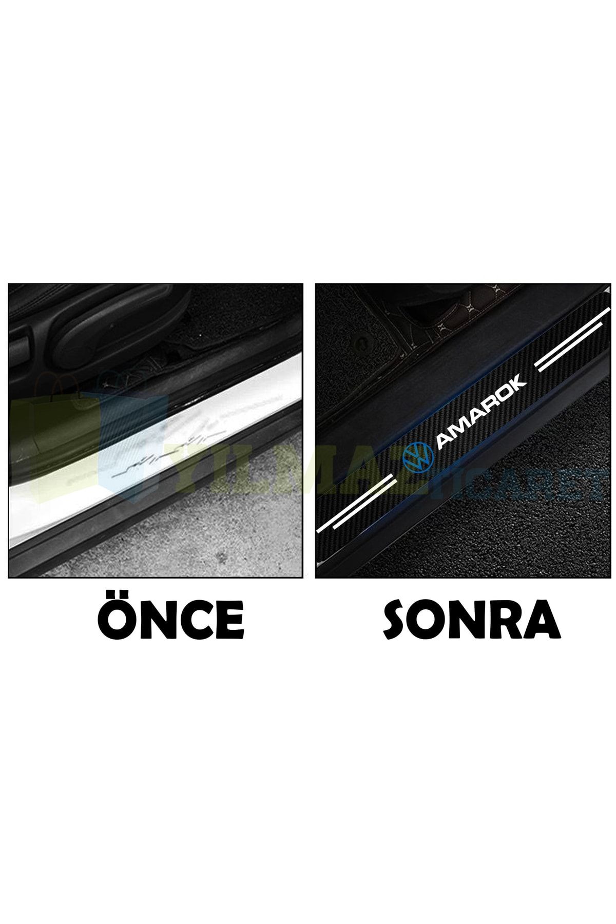yılmazetic-Volkswagen Amarok Logo Carbon Door Sill Protection Car Sticker Auto Sticker Pasting 4 Pieces 4