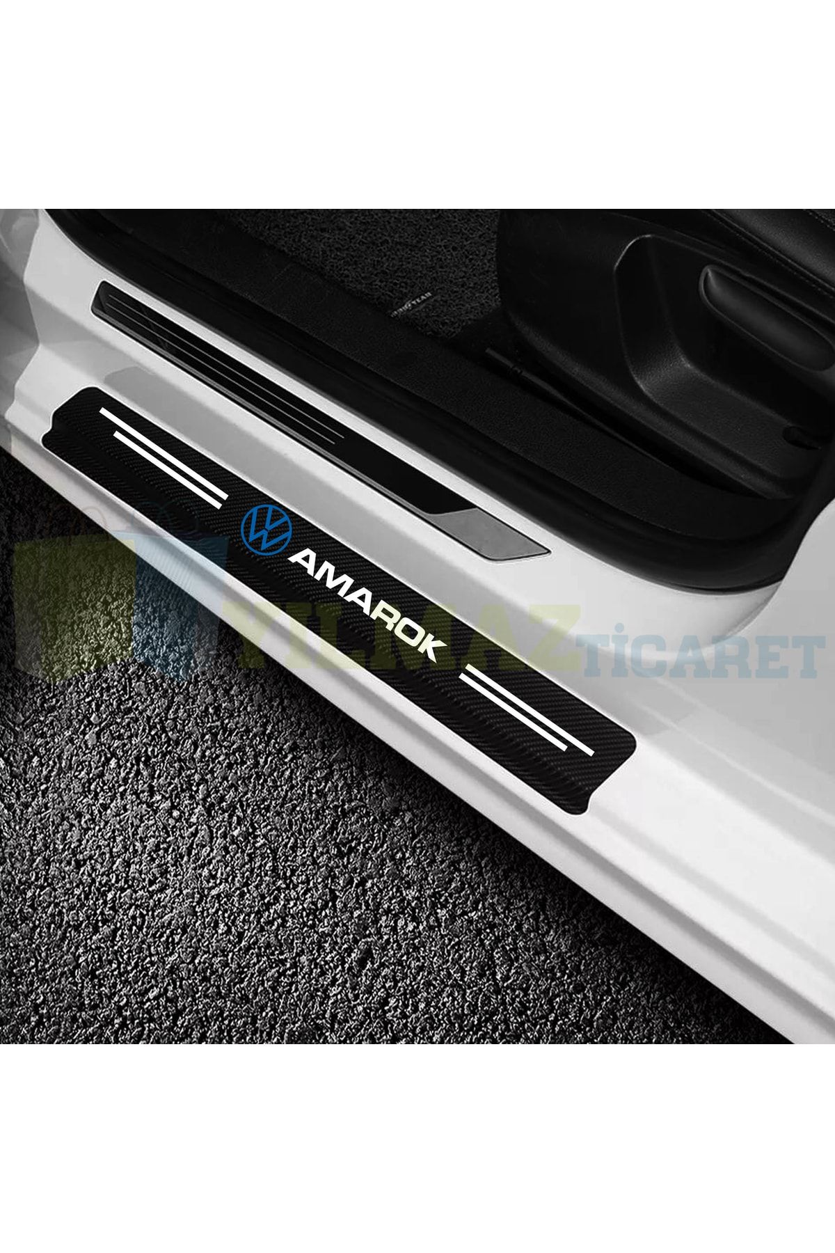 yılmazetic-Volkswagen Amarok Logo Carbon Door Sill Protection Car Sticker Auto Sticker Pasting 4 Pieces 5