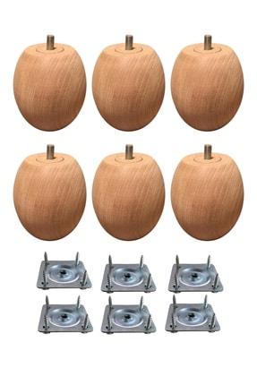 Vera Hediyelik Eşya 6'lı Ahşap Ayak Gürgen Koltuk Ayağı / Uzunluk : 8 Cm / Ça...
