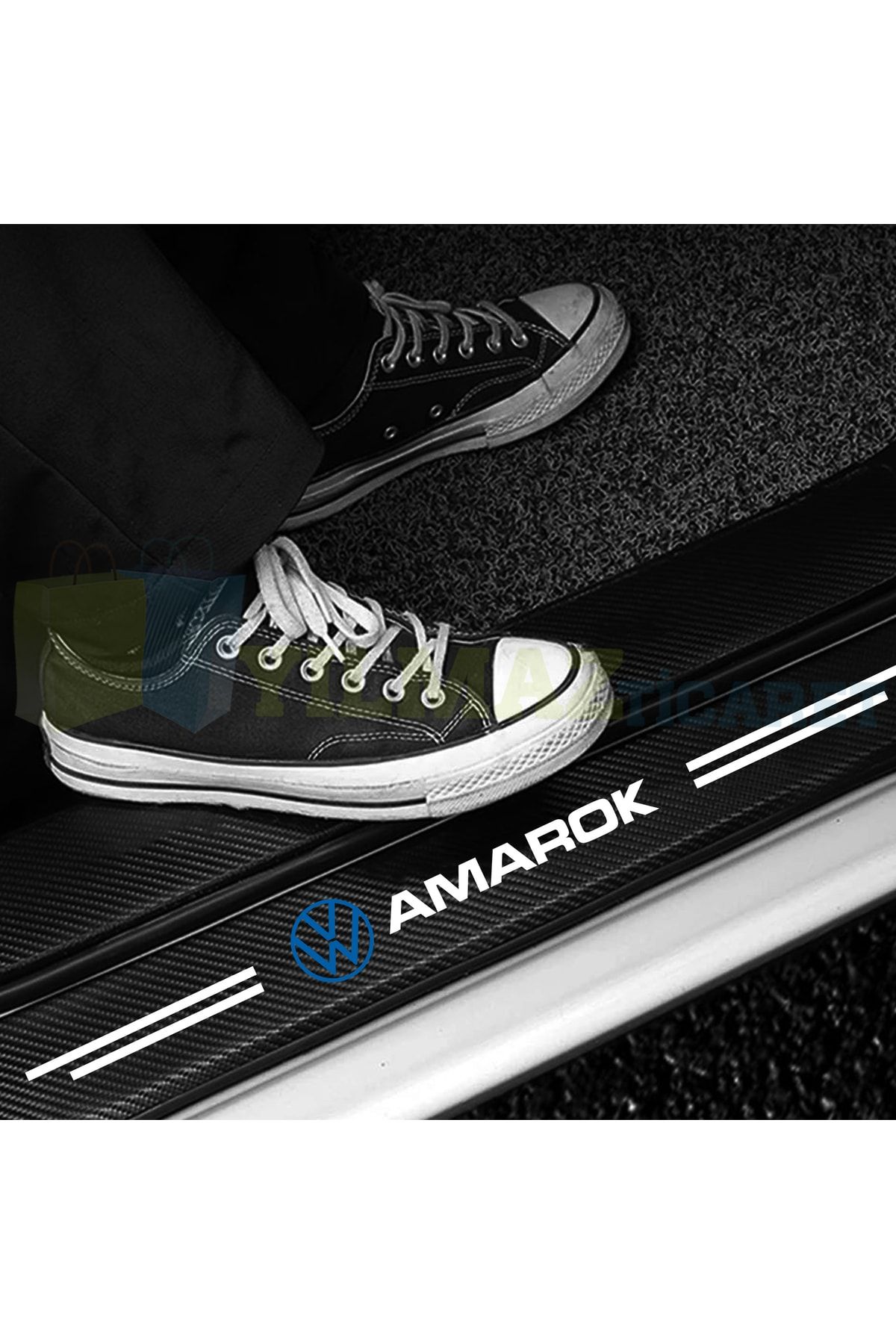 yılmazetic-Volkswagen Amarok Logo Carbon Door Sill Protection Car Sticker Auto Sticker Pasting 4 Pieces 1