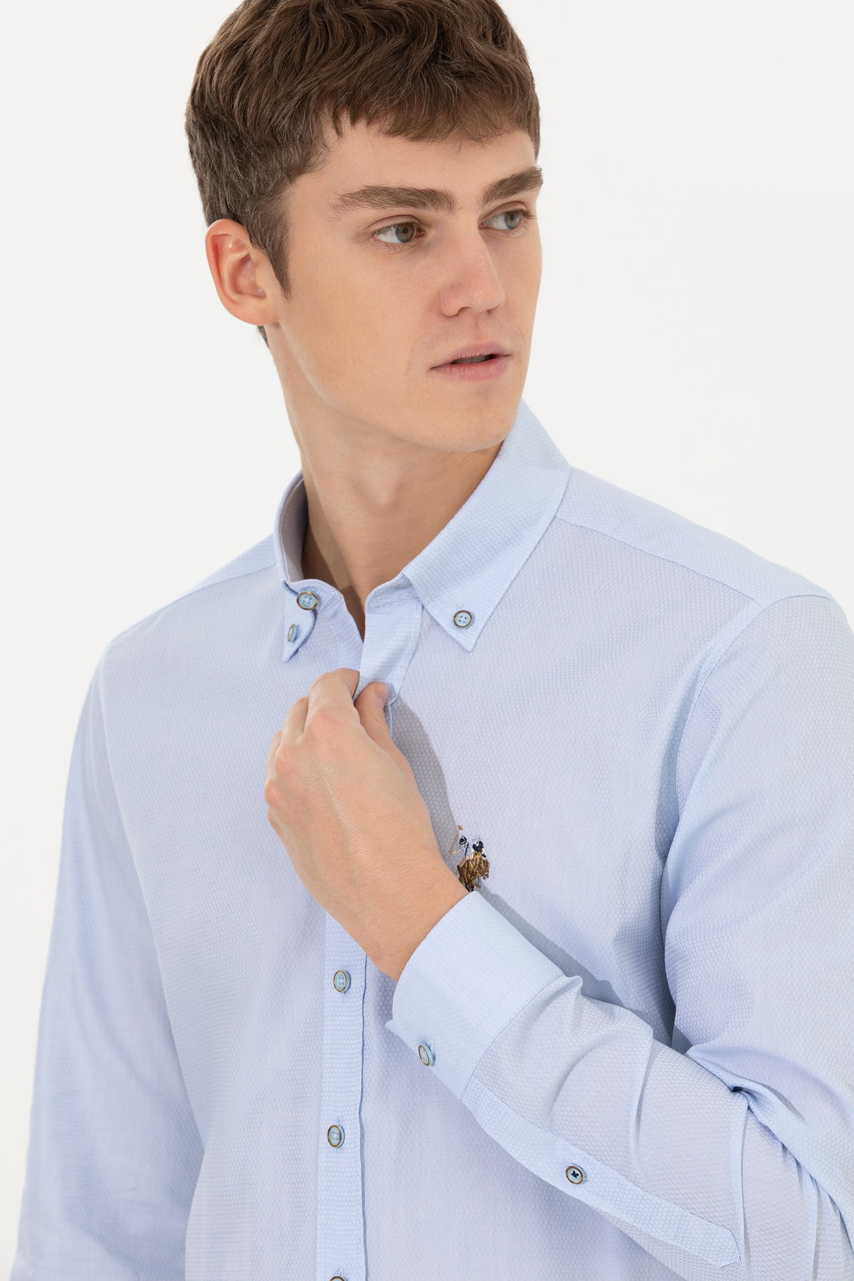 پیراهن مردانه آبی سرمه ای یو اس پولو | 1571045 اورجینال - تصویر 2