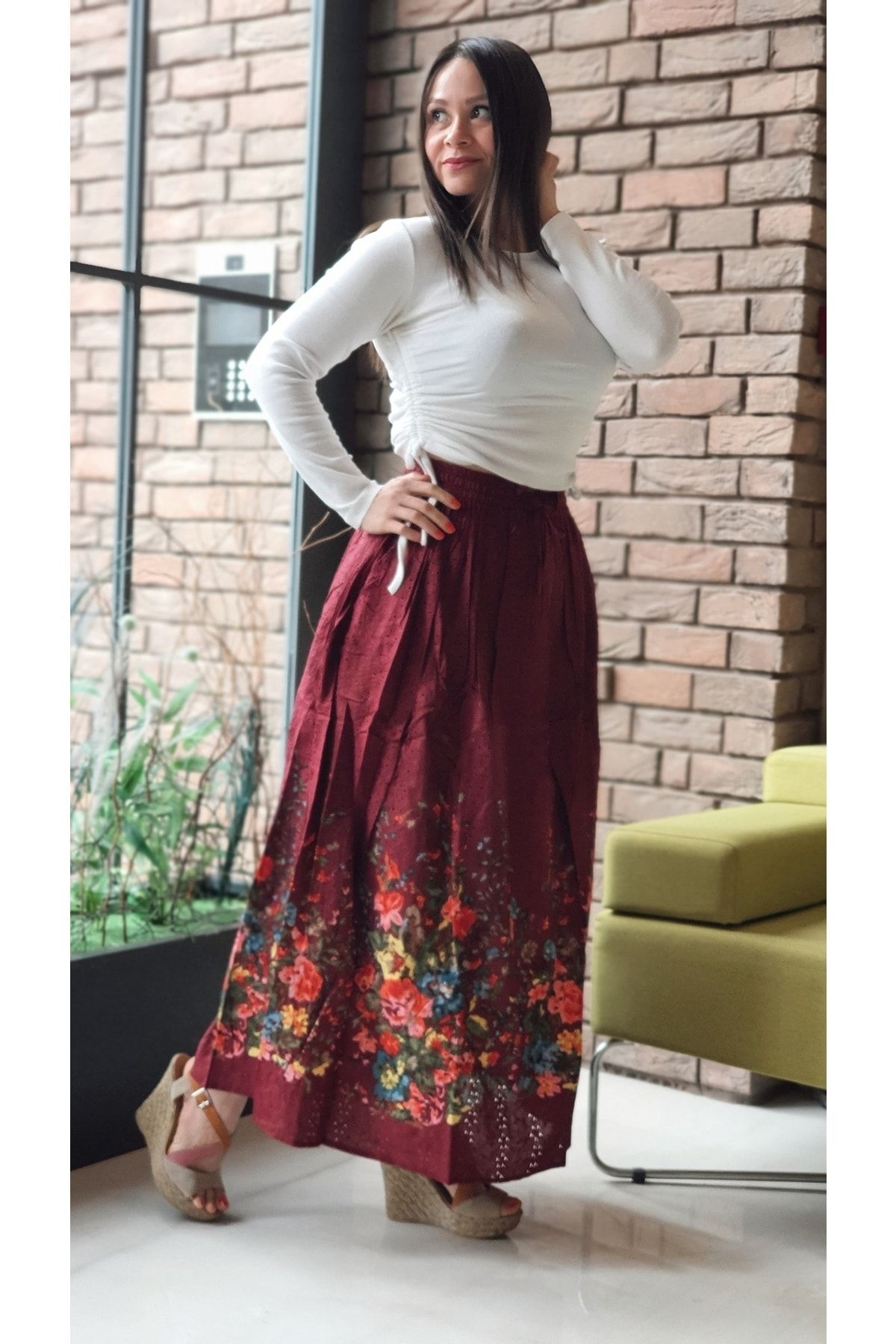 Burgundy maxi store skirt ideas